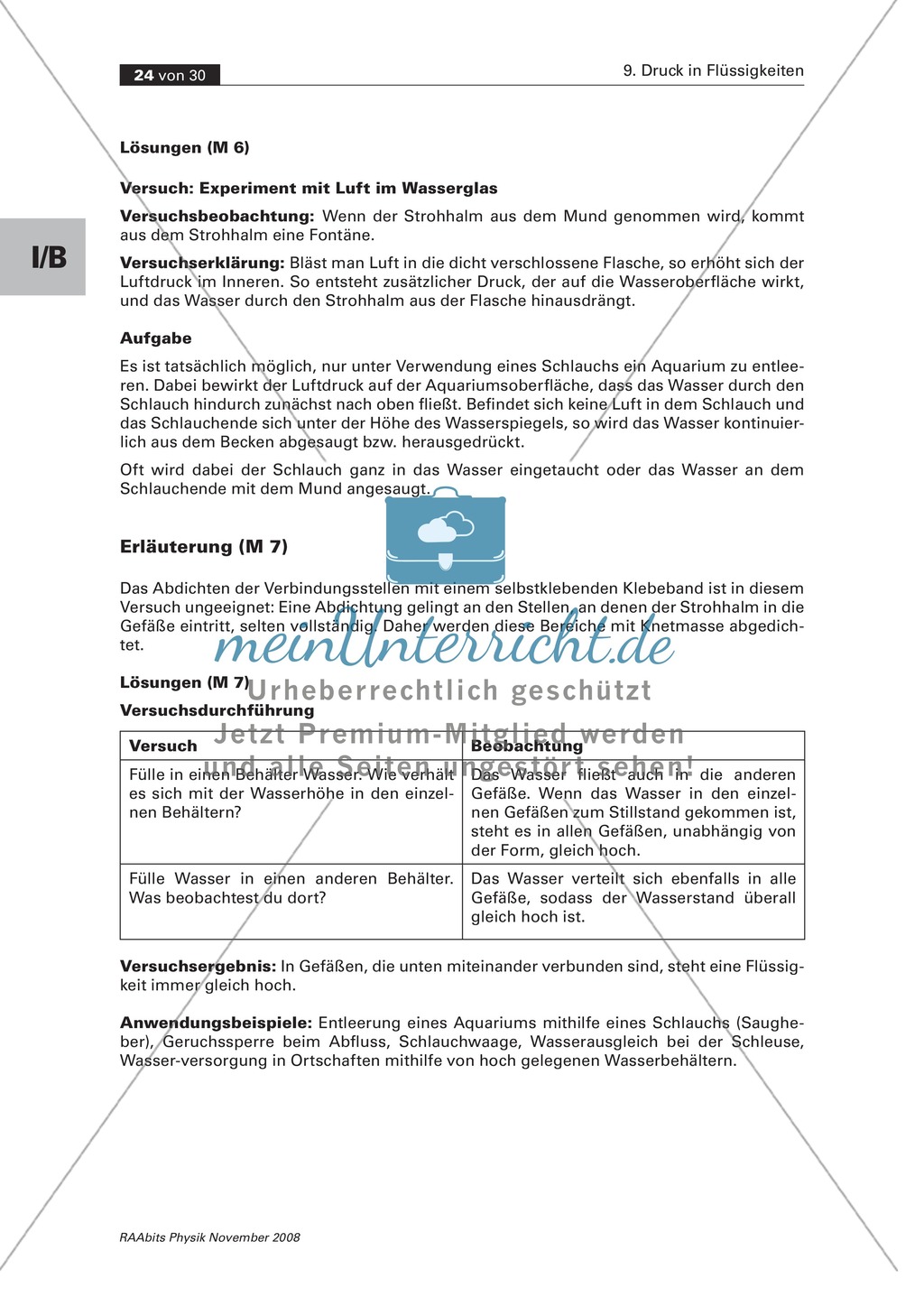 Druck in Flüssigkeiten: Anwendungsbereiche in der Hydrostatik - Saugheber + kommunizierende Röhren + hydraulische Presse Preview 7