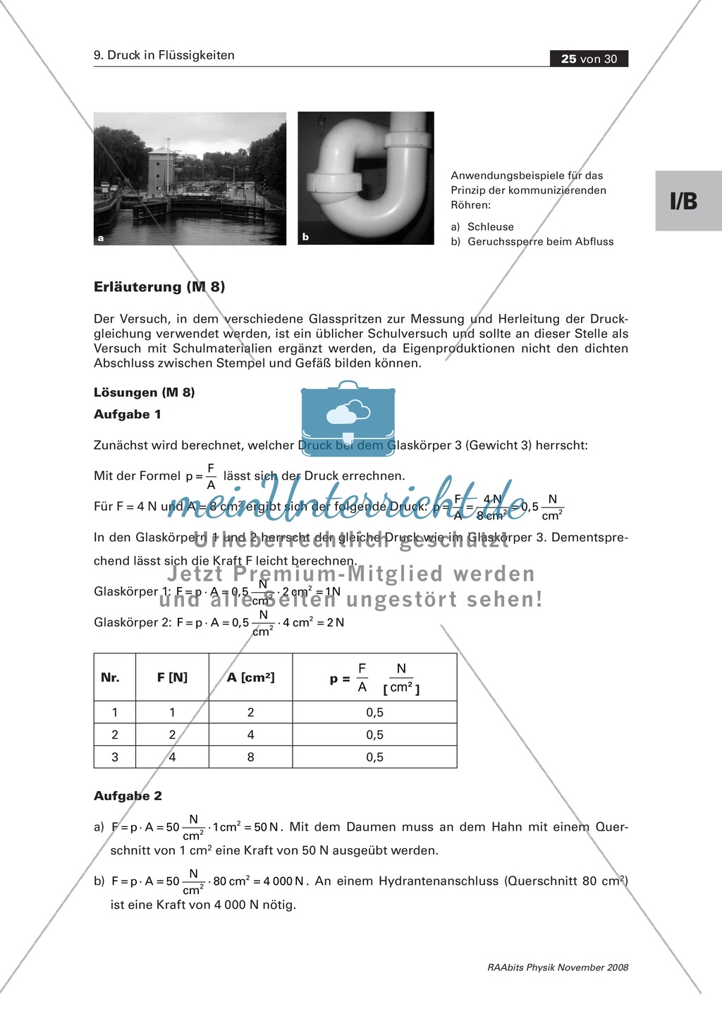 Druck in Flüssigkeiten: Anwendungsbereiche in der Hydrostatik - Saugheber + kommunizierende Röhren + hydraulische Presse Preview 8