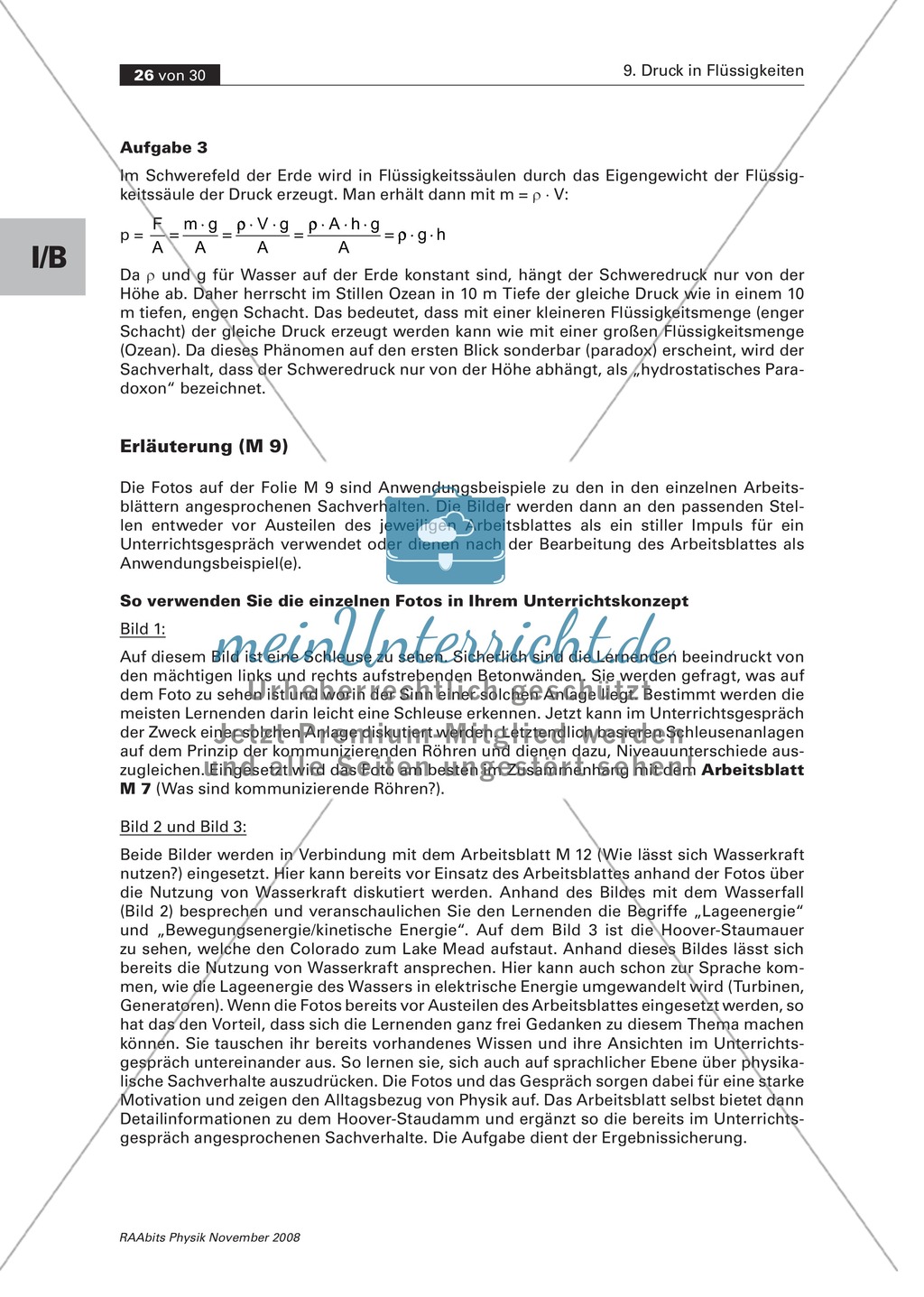 Druck in Flüssigkeiten: Anwendungsbereiche in der Hydrostatik - Saugheber + kommunizierende Röhren + hydraulische Presse Preview 9