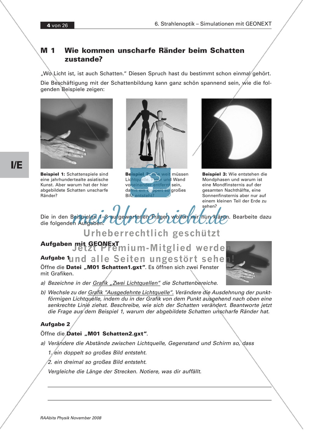 Strahlenoptik ? Simulationen mit GEONExT: Licht + Schatten Preview 1