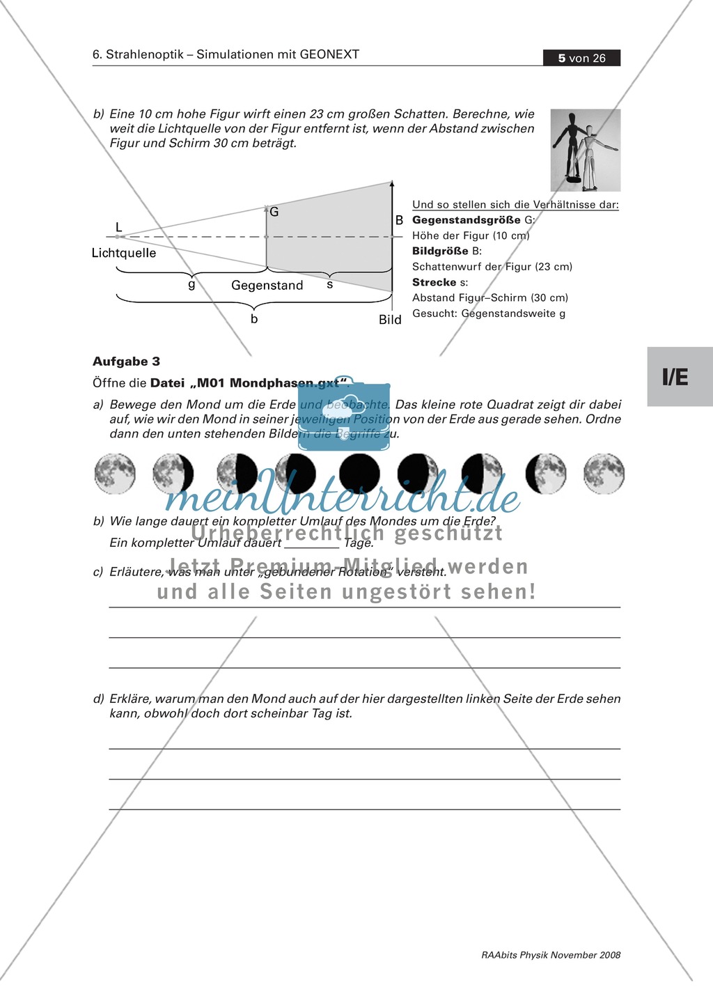 Strahlenoptik ? Simulationen mit GEONExT: Licht + Schatten Preview 2