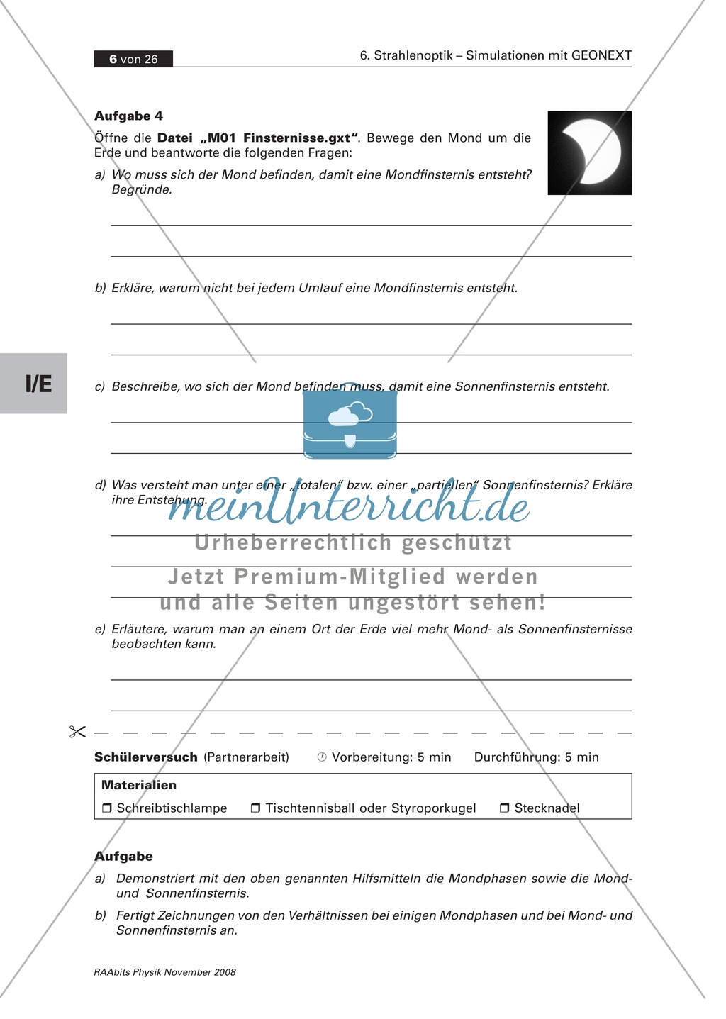 Strahlenoptik ? Simulationen mit GEONExT: Licht + Schatten Preview 3