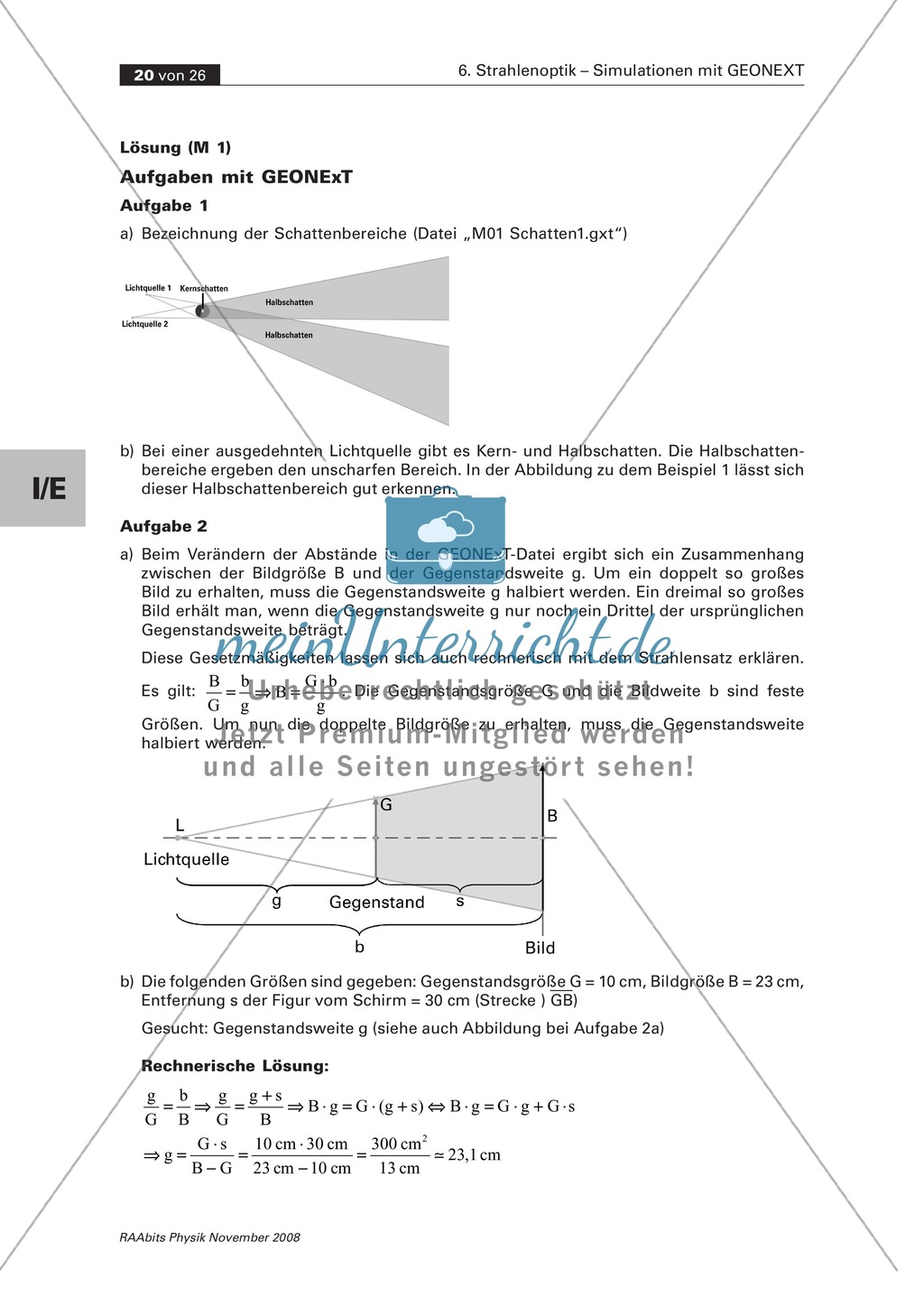 Strahlenoptik ? Simulationen mit GEONExT: Licht + Schatten Preview 5