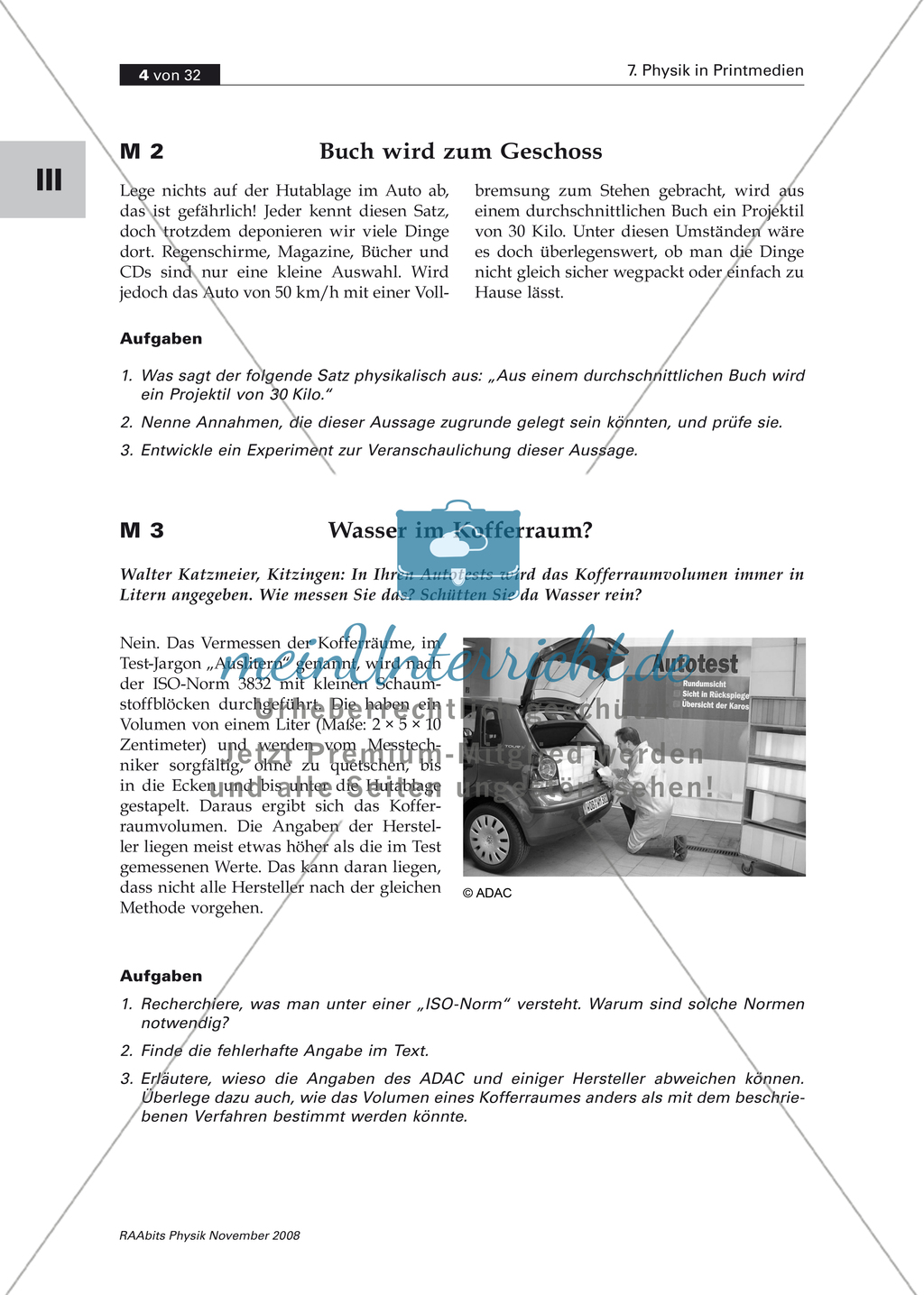 Physik im Alltag: Zeitungsausschnitt zu den Bewegungsgesetzen Preview 1
