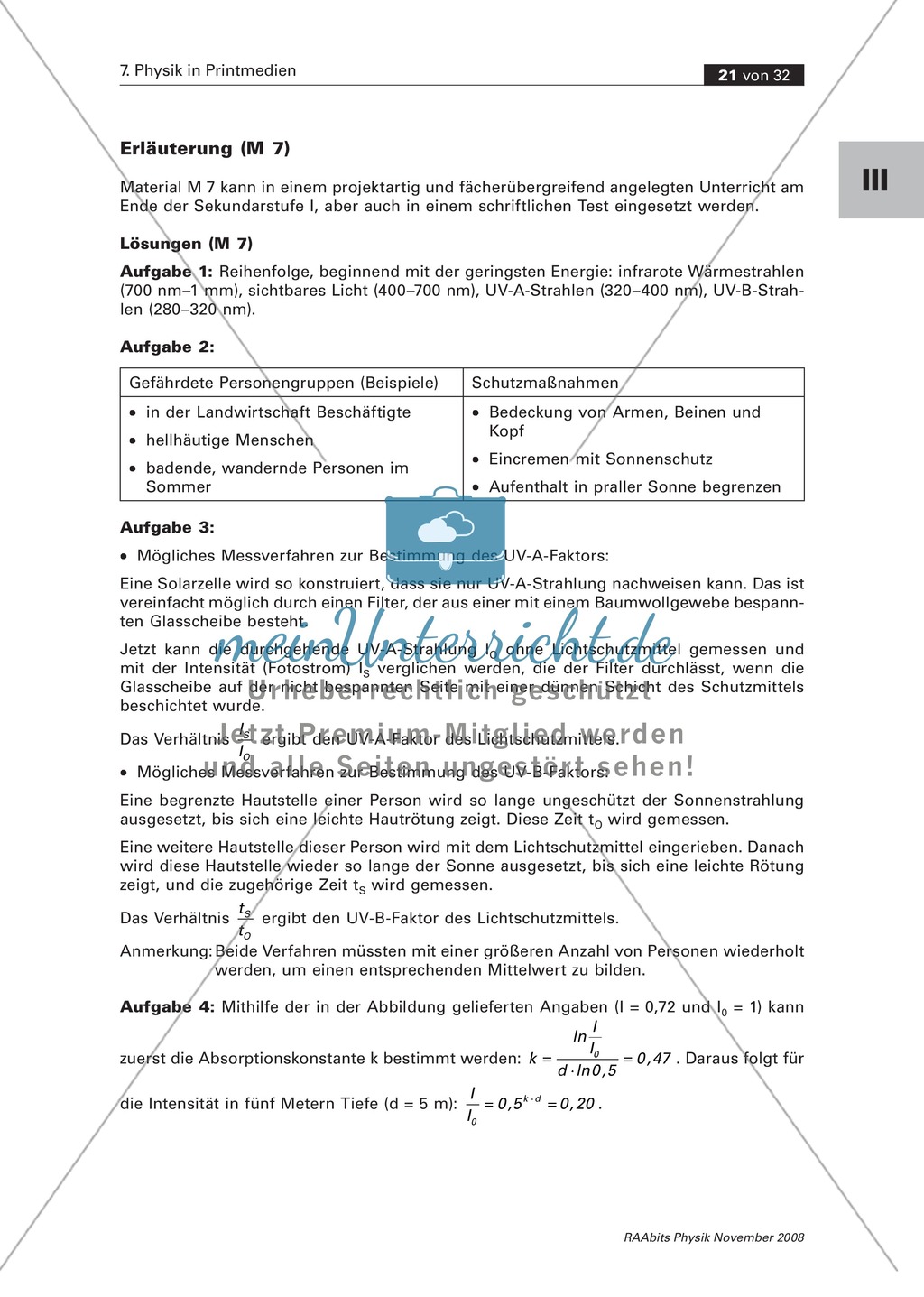 Physik im Alltag: Zeitungsausschnitt zu UV-A + UV-B + Lichtabsorption Preview 6