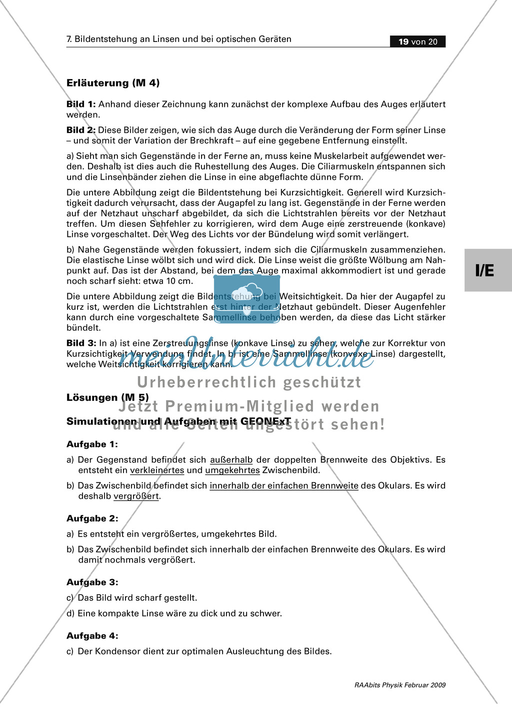 Infomaterial über das menschliche Auge und Fehlsichtigkeit. Preview 2