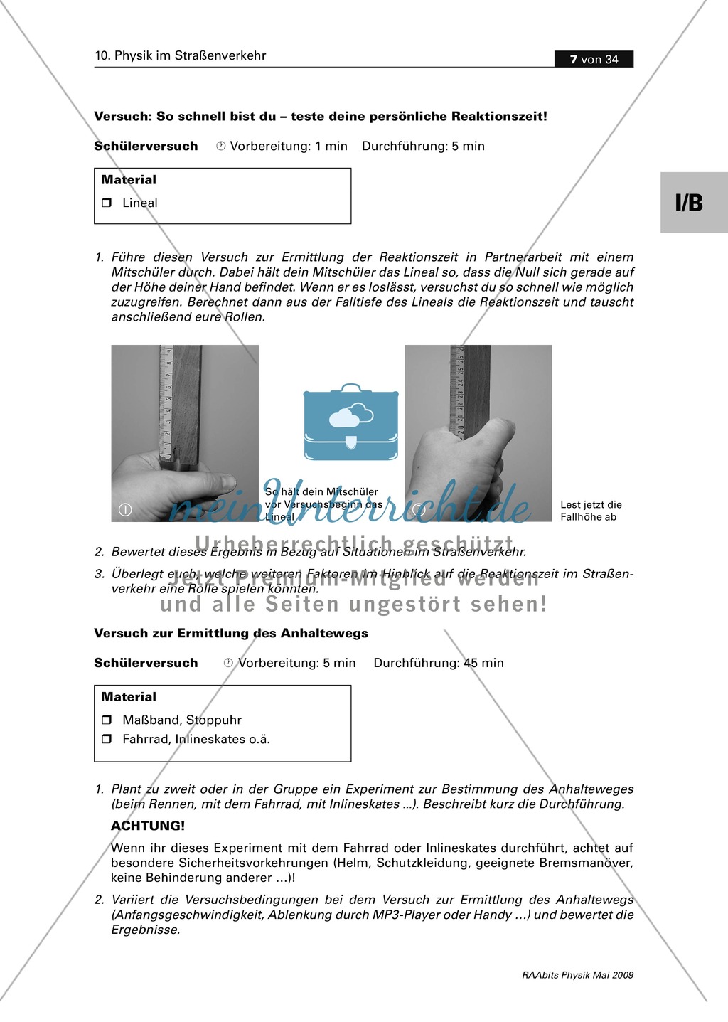 Straßenverkehr: Reaktionszeit + Anhalteweg Preview 3