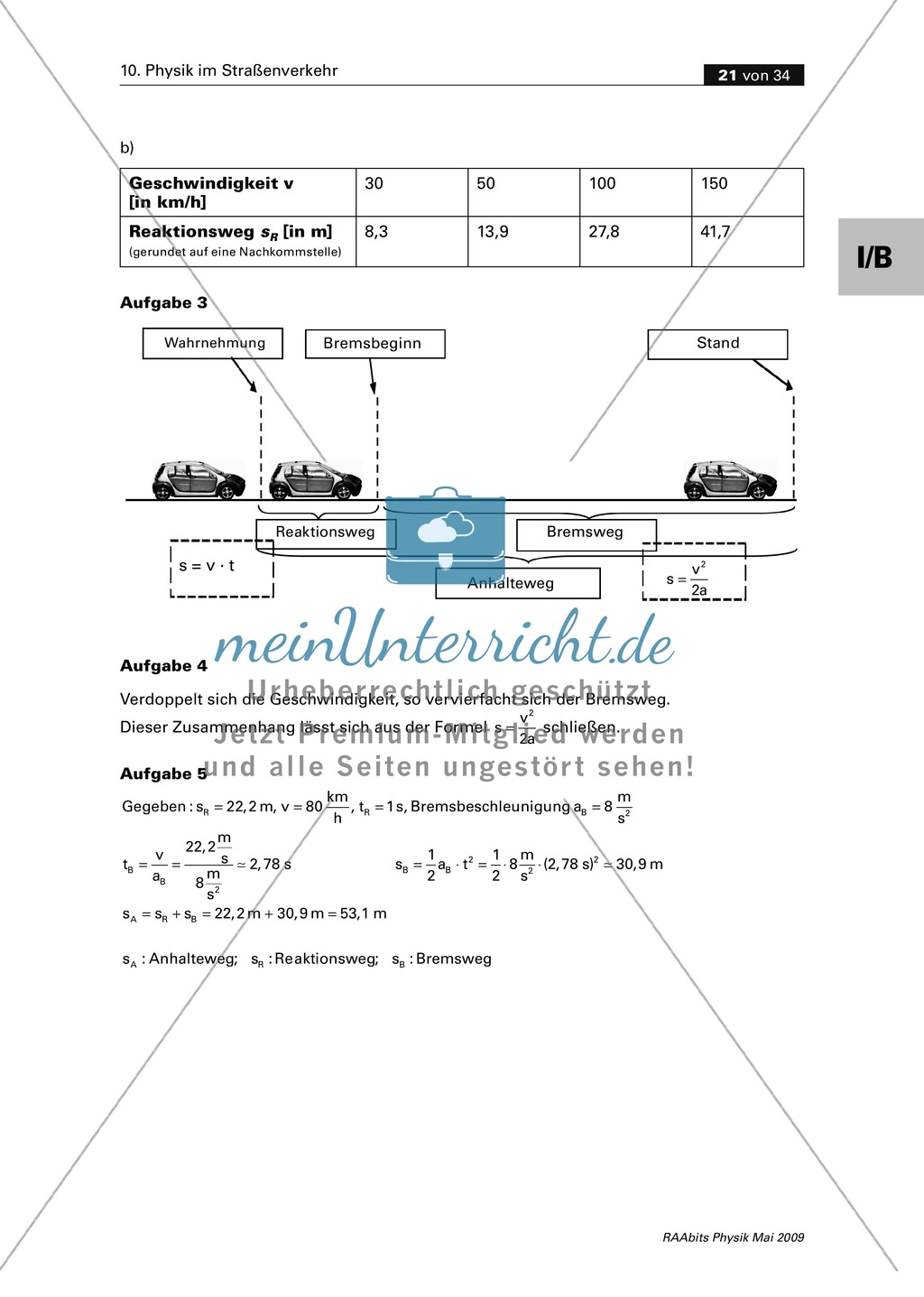 Straßenverkehr: Reaktionszeit + Anhalteweg Preview 5