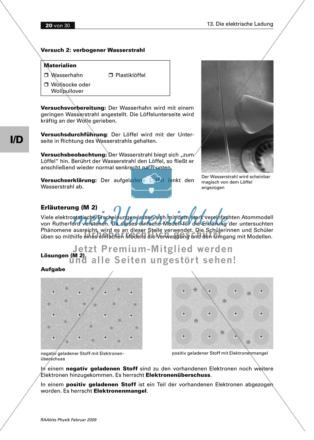 Die elektrische Ladung: Existenz + Ladungsfluss + das Phänomen der Influenz - Das Atommodell von Rutherford Preview 6
