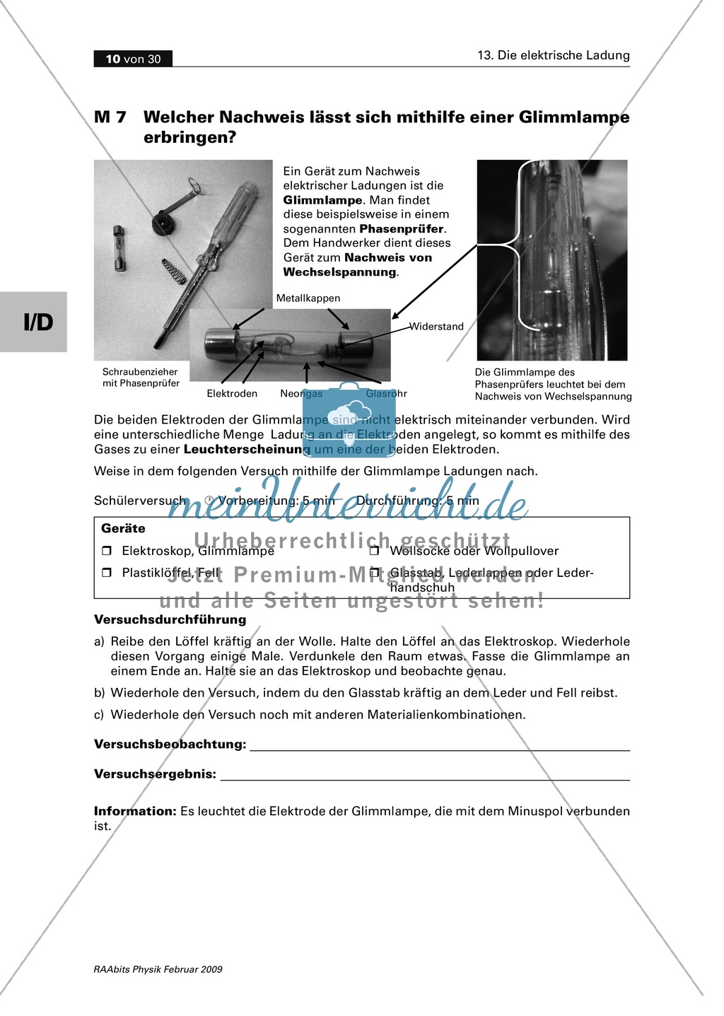 Die elektrische Ladung: Ladung sichtbar machen + Ladungsnachweis mit dem Elektroskop + Ladungsart Preview 3