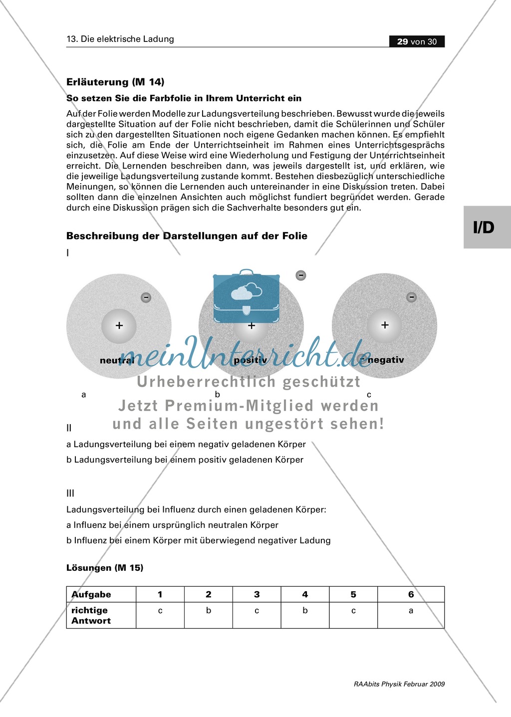 Die elektrische Ladung: Lernerfolgskontrolle Preview 2