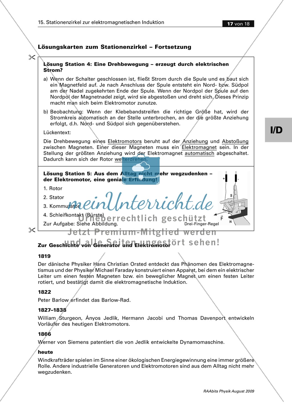 Elektrizitätslehre: Stationenlernen zum Thema elektromagnetische Induktion: Generator und Elektromotor. Mit Schülerversuchen, Aufgaben und Lösungen. Preview 14