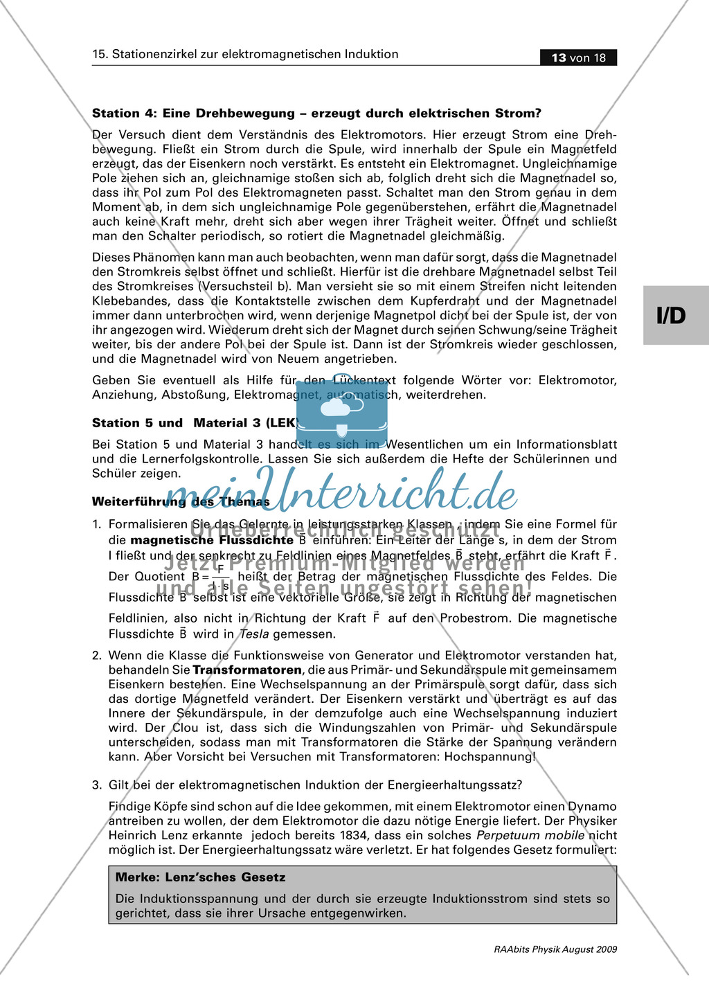 Elektrizitätslehre: Den Elektromotor verstehen. Mit Schülerversuch, Aufgaben und Lösungen. Preview 3