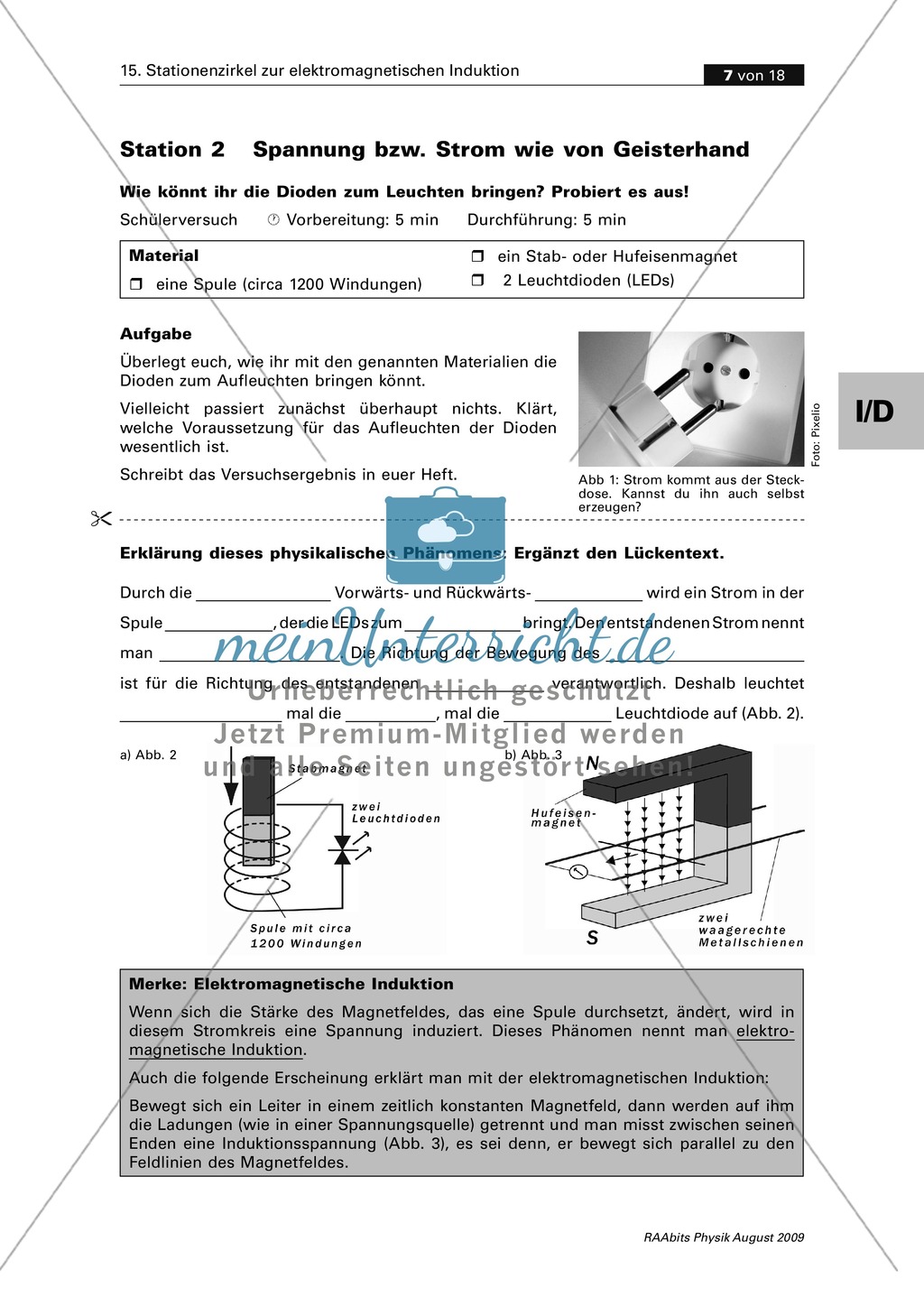 Elektrizitätslehre: Den Generator verstehen. Mit Schülerversuch, Aufgaben und Lösungen. Preview 1