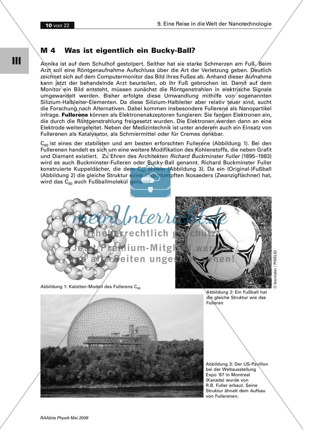 Nanotechnologie kennen lernen: Arbeitsblatt zu Fullerenen Preview 1