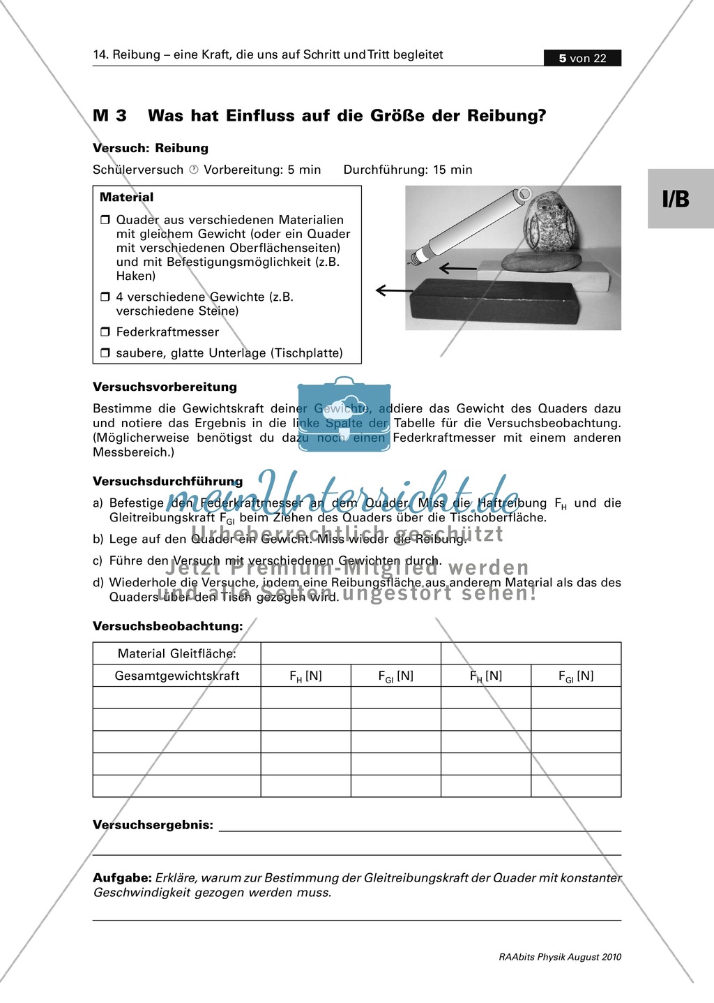 Reibung: Reibungsformen - Haften + Gleiten + Rollen Preview 2