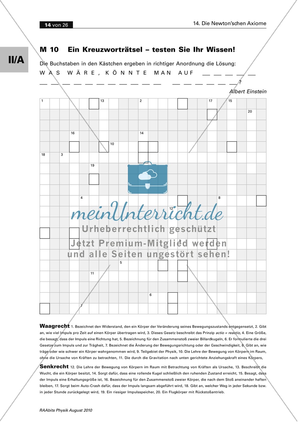 Die Newton'schen Axiome kennen lernen: ein Kreuzworträtsel Preview 1