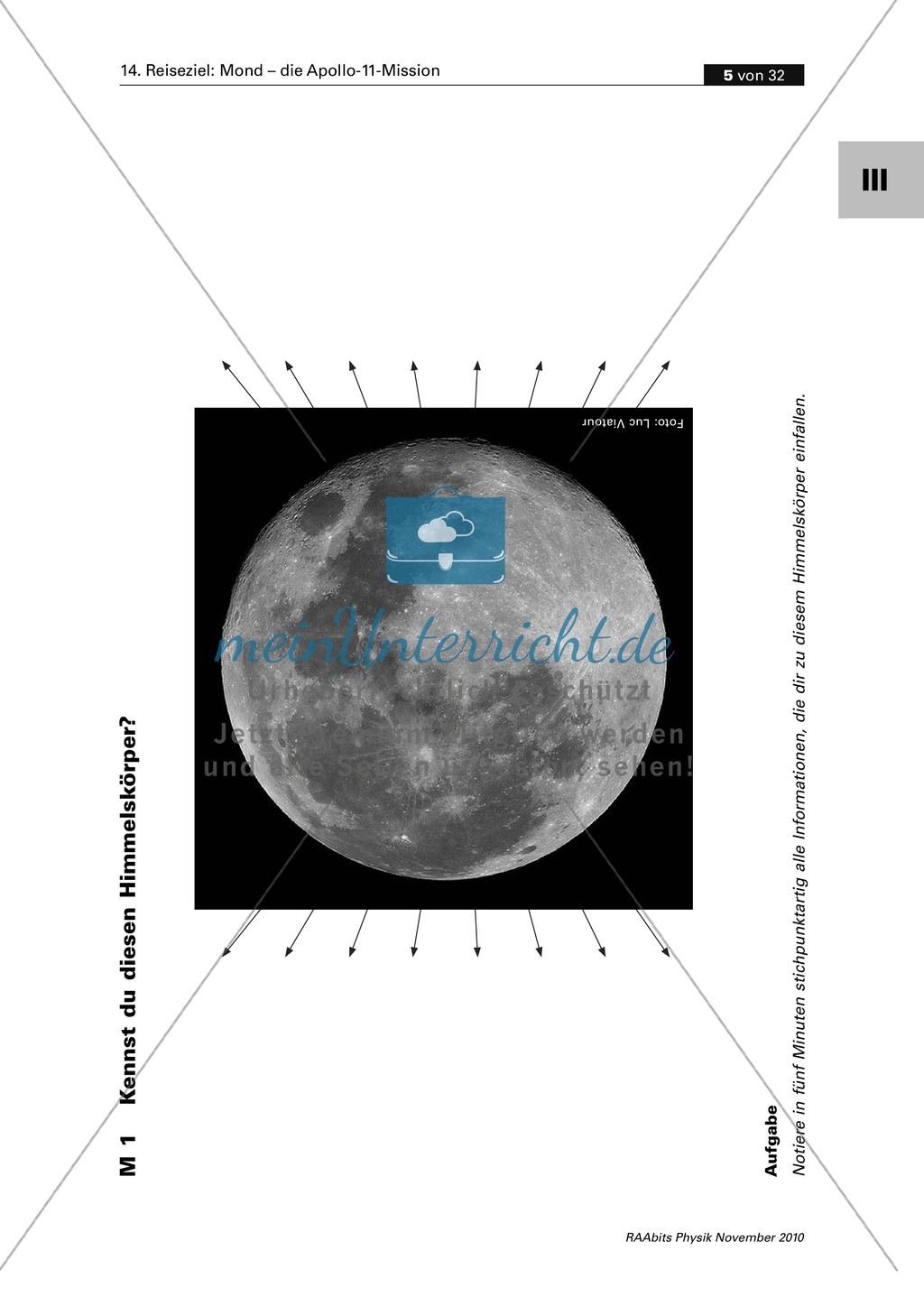 Der Mond - die Apollo-11-Mission: Mondlandung - Einstieg in das Thema + Wissensstandabfrage Preview 1