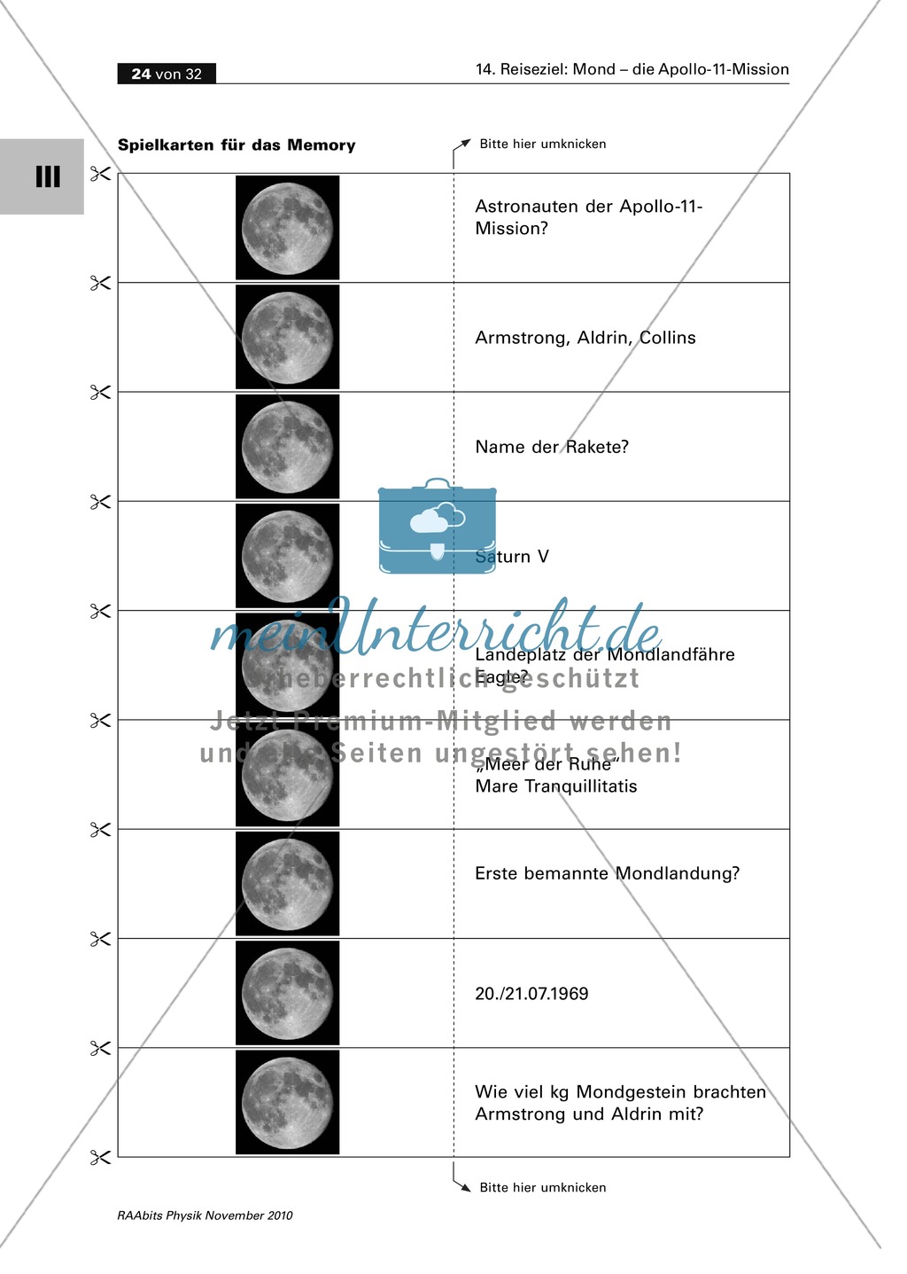 Der Mond - die Apollo-11-Mission: Vertiefung mithilfe eines Mond-Memory + Anagramm Preview 2