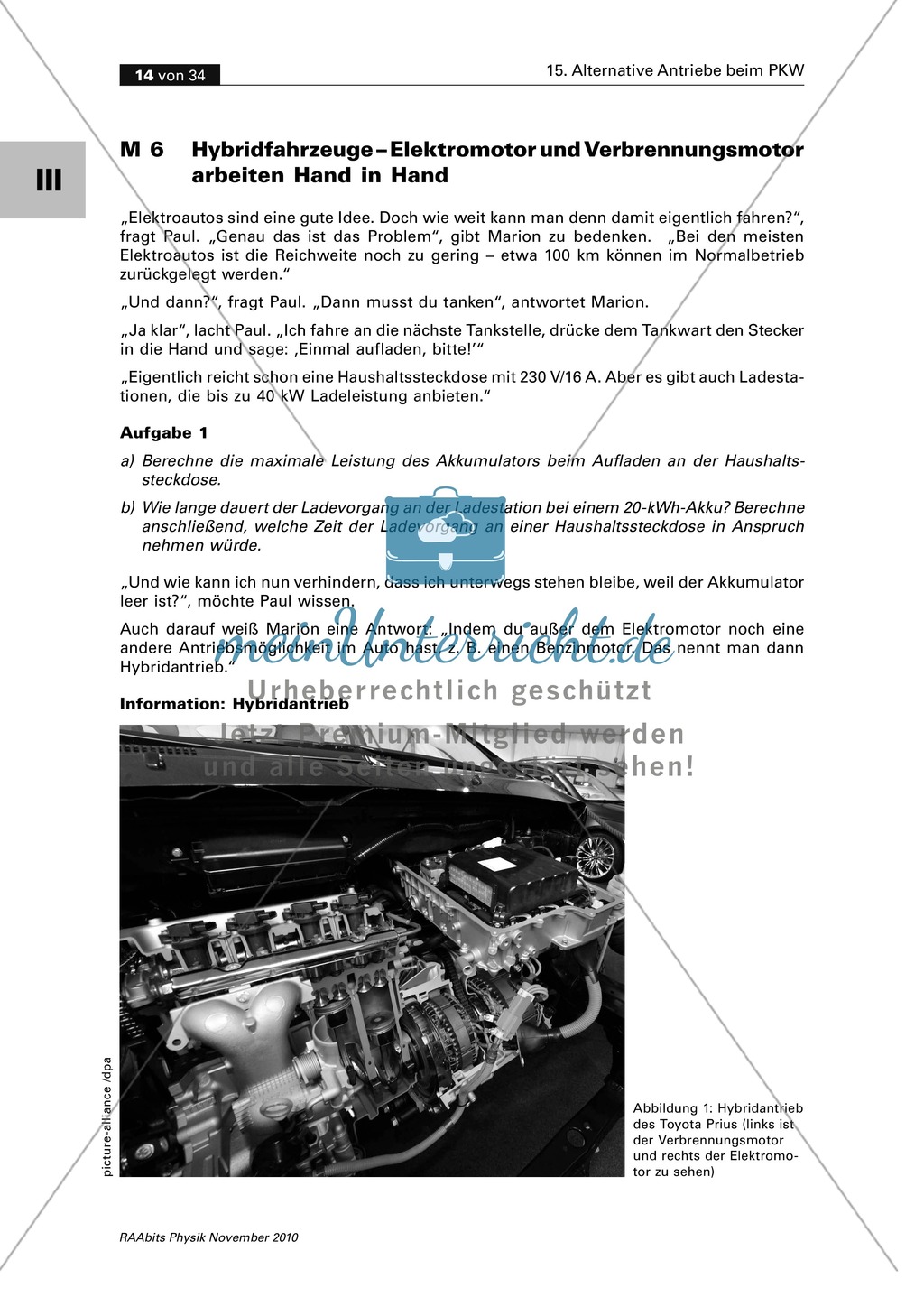 Alternative Antriebe beim PKW: Hybridfahrzeuge - Kombination von Elektromotor + Verbrennungsmotor Preview 1