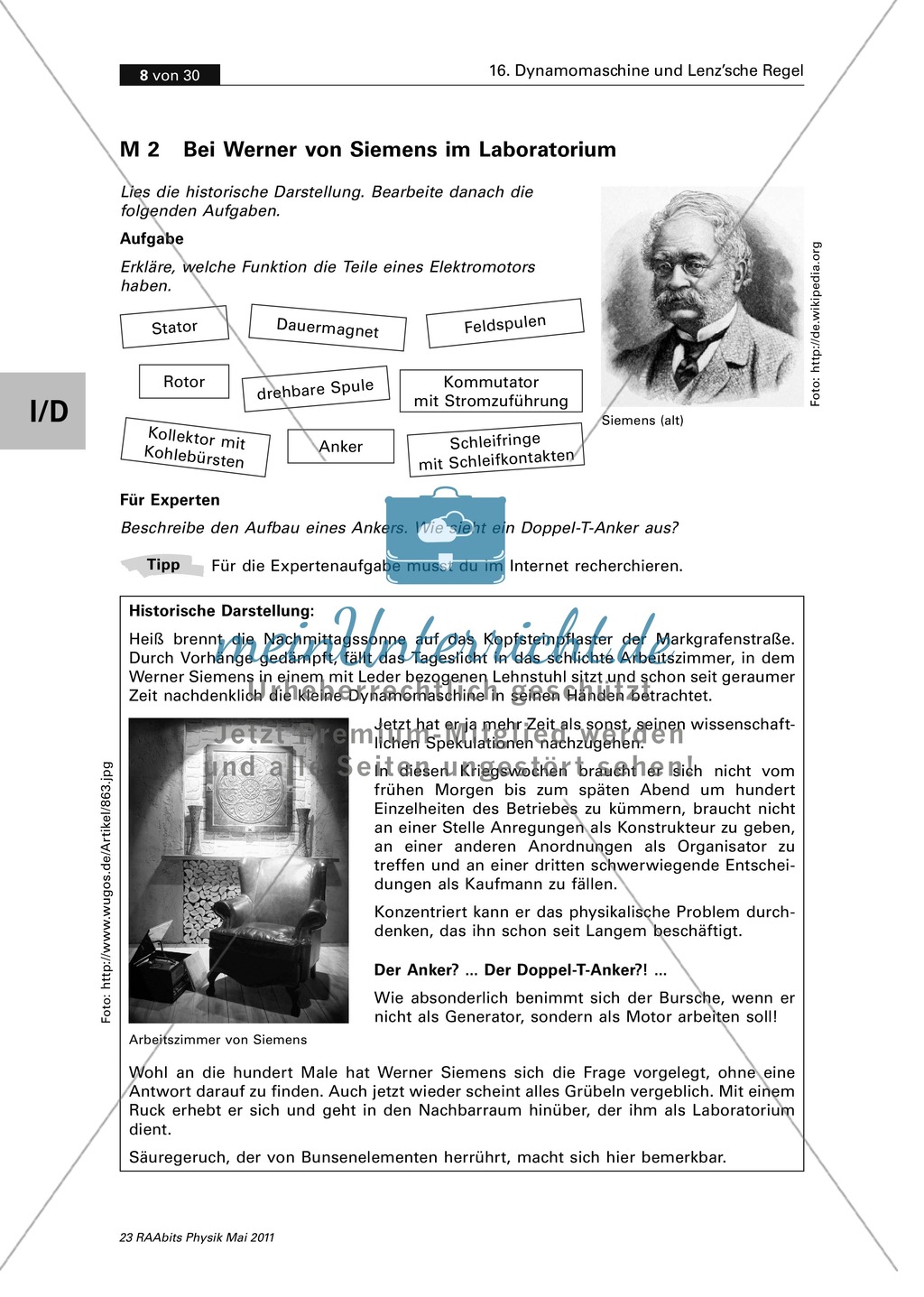 Die Dynamomachine von Siemens kennenlernen: Verschiedene Stromarten - die Lenz'sche Regel - Generatoren - Motoren Preview 2