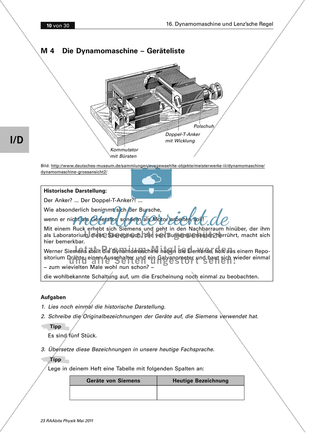 Die Dynamomachine von Siemens kennenlernen: Verschiedene Stromarten - die Lenz'sche Regel - Generatoren - Motoren Preview 4