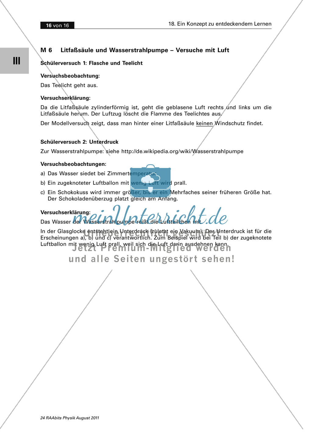 Schülerversuche zu Unterdruck, Luftströmungen und brennbares Material. Preview 4
