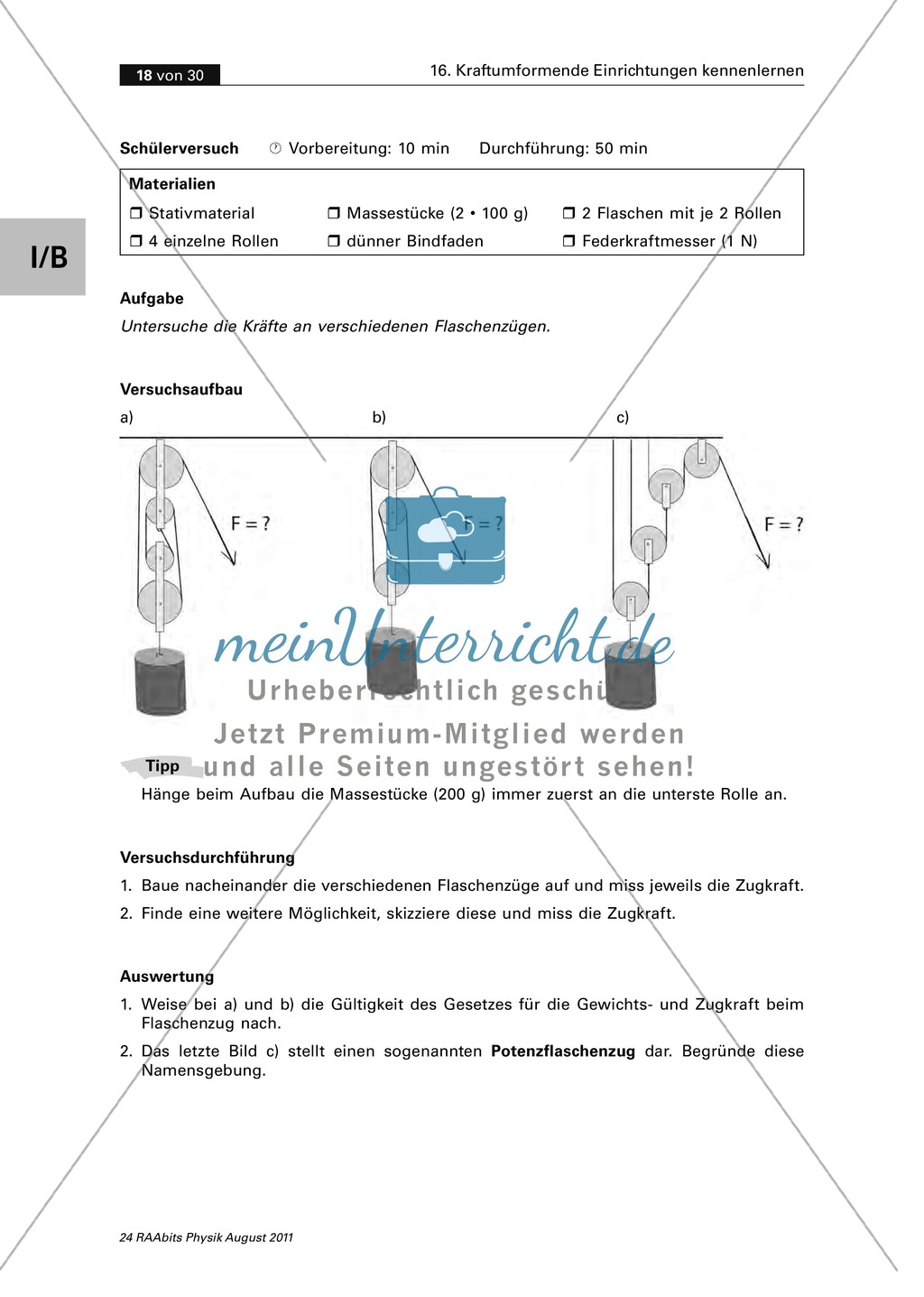 Rollen + Flaschenzug als kraftumformende Einrichtungen nutzen Preview 4
