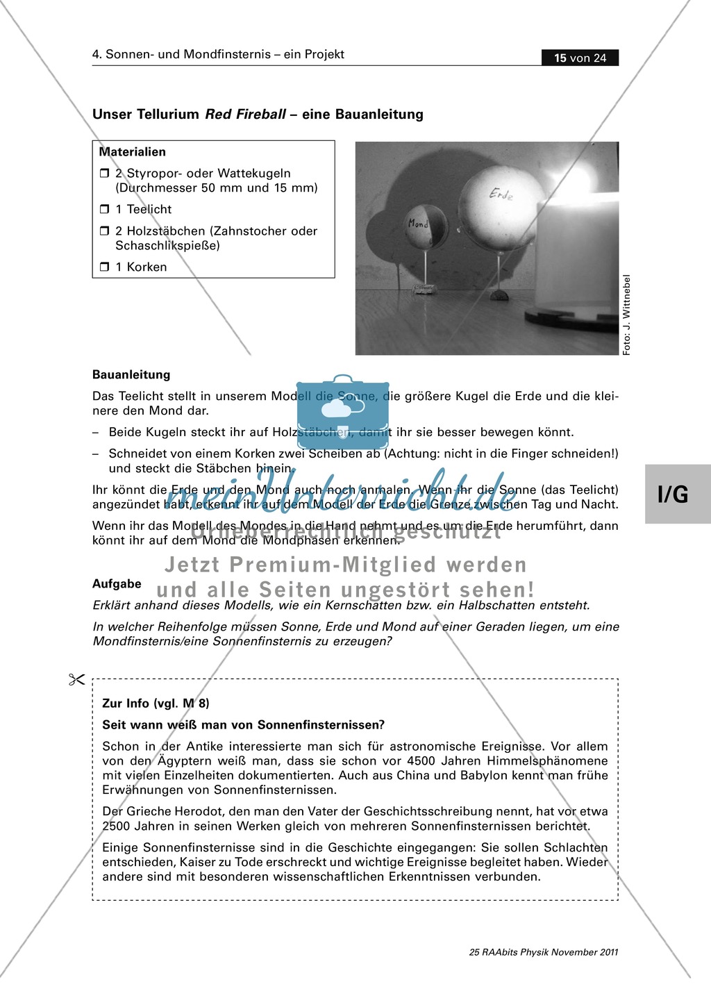 Sonnen- und Mondfinsternis: Ein Tellurium ? Aufbau + Funktion eines Finsternismodells Preview 2