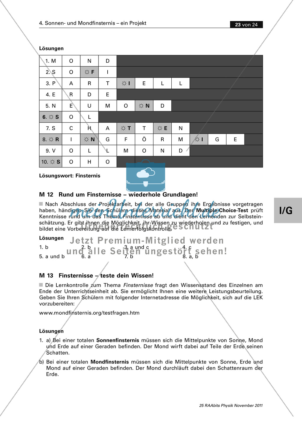 Sonnen- und Mondfinsternis: Test zur Wiederholung + Festigung des Wissens Preview 5