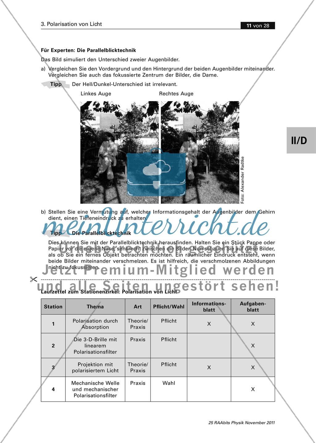 Das Hertz’sche Gitter als Analysator/ Einfach – polarisiertes Licht herstellen/ Stationenzirkel Preview 1