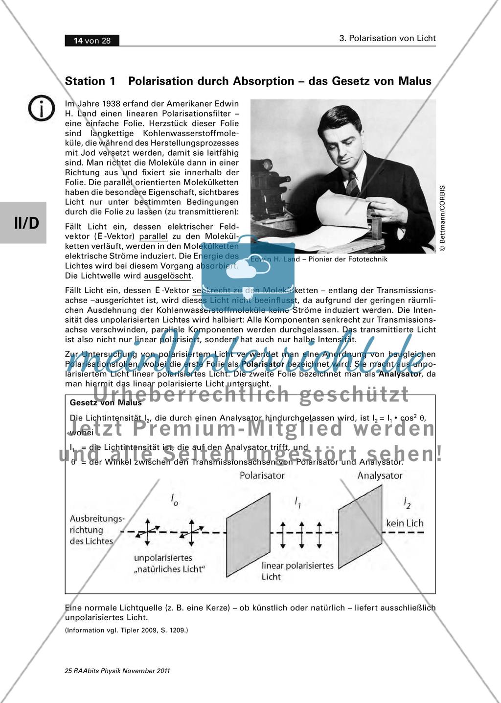Das Hertz’sche Gitter als Analysator/ Einfach – polarisiertes Licht herstellen/ Stationenzirkel Preview 4