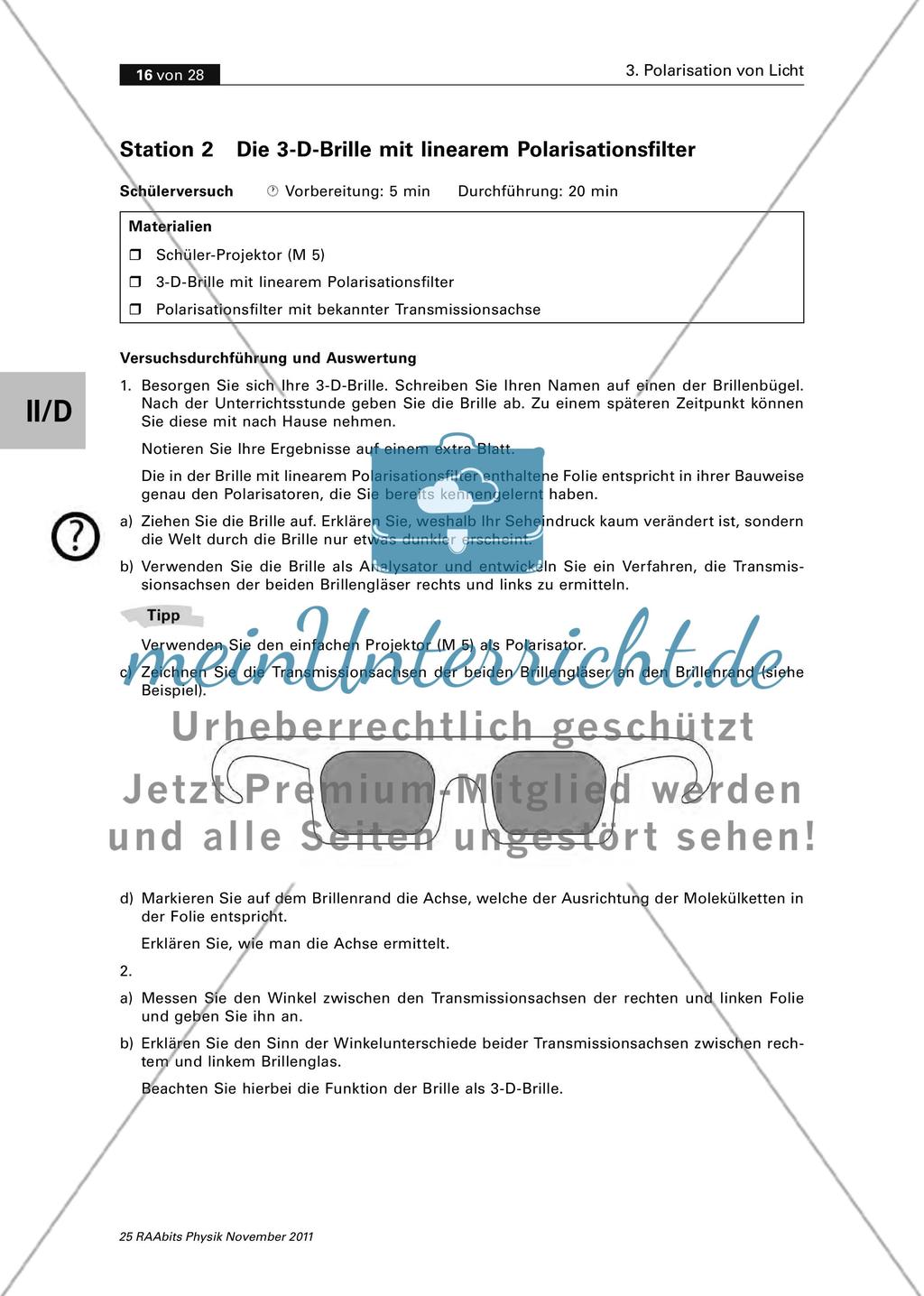 Das Hertz’sche Gitter als Analysator/ Einfach – polarisiertes Licht herstellen/ Stationenzirkel Preview 6