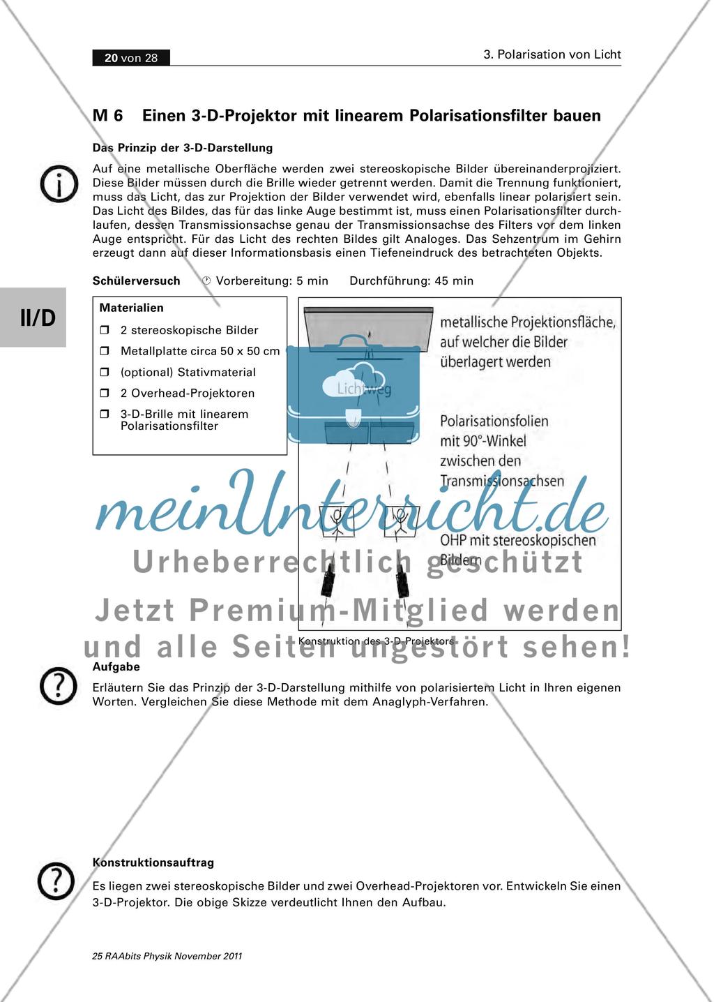 Einen 3-D-Projektor mit linearem Polarisationsfilter bauen/ Stereoskopische Bilder Preview 1
