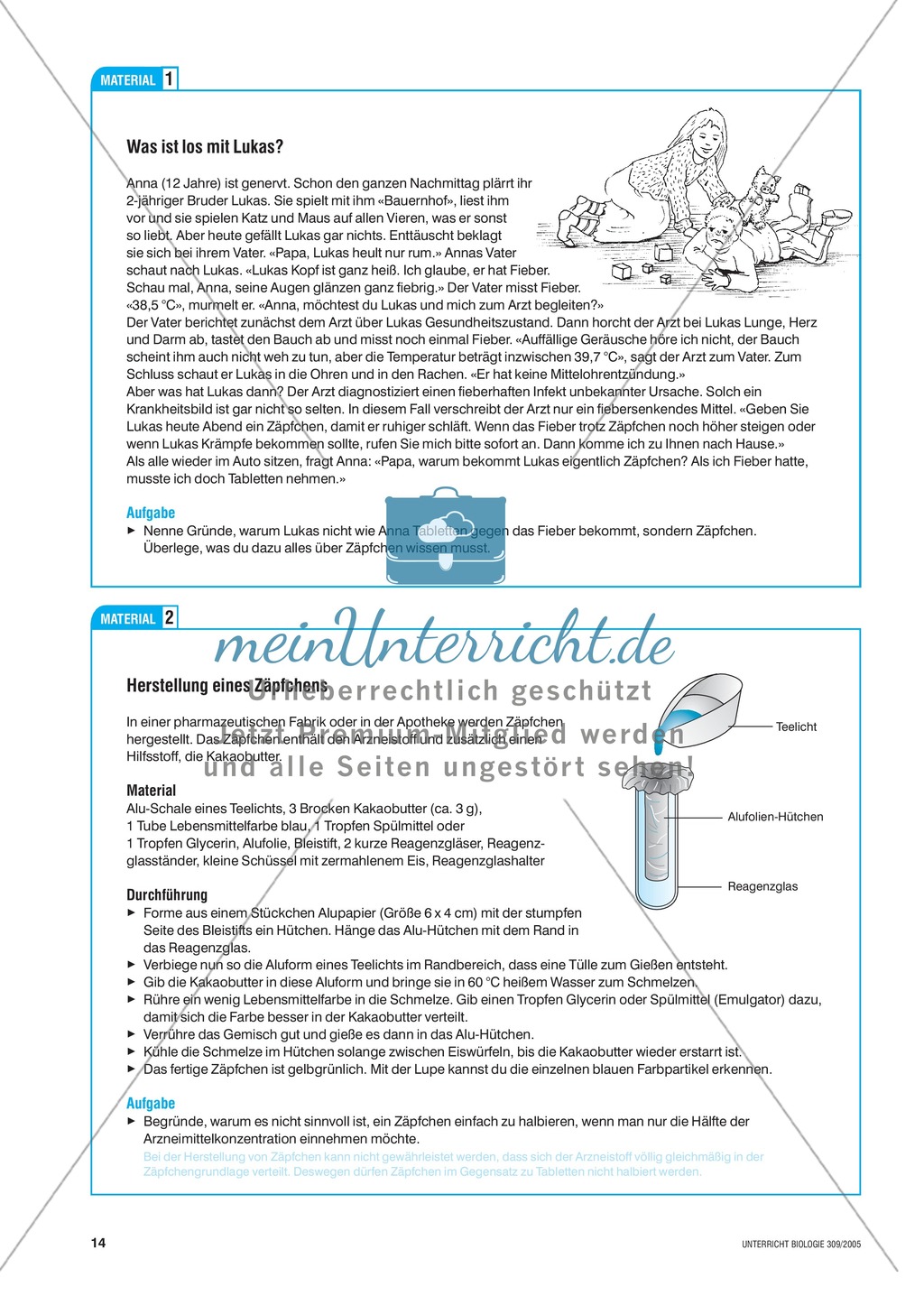 Arzneimittel: Wirkung, Funktionsweise und Herstellung eines Fieberzäpfchens. Mit Rechercheaufgabe. Preview 3