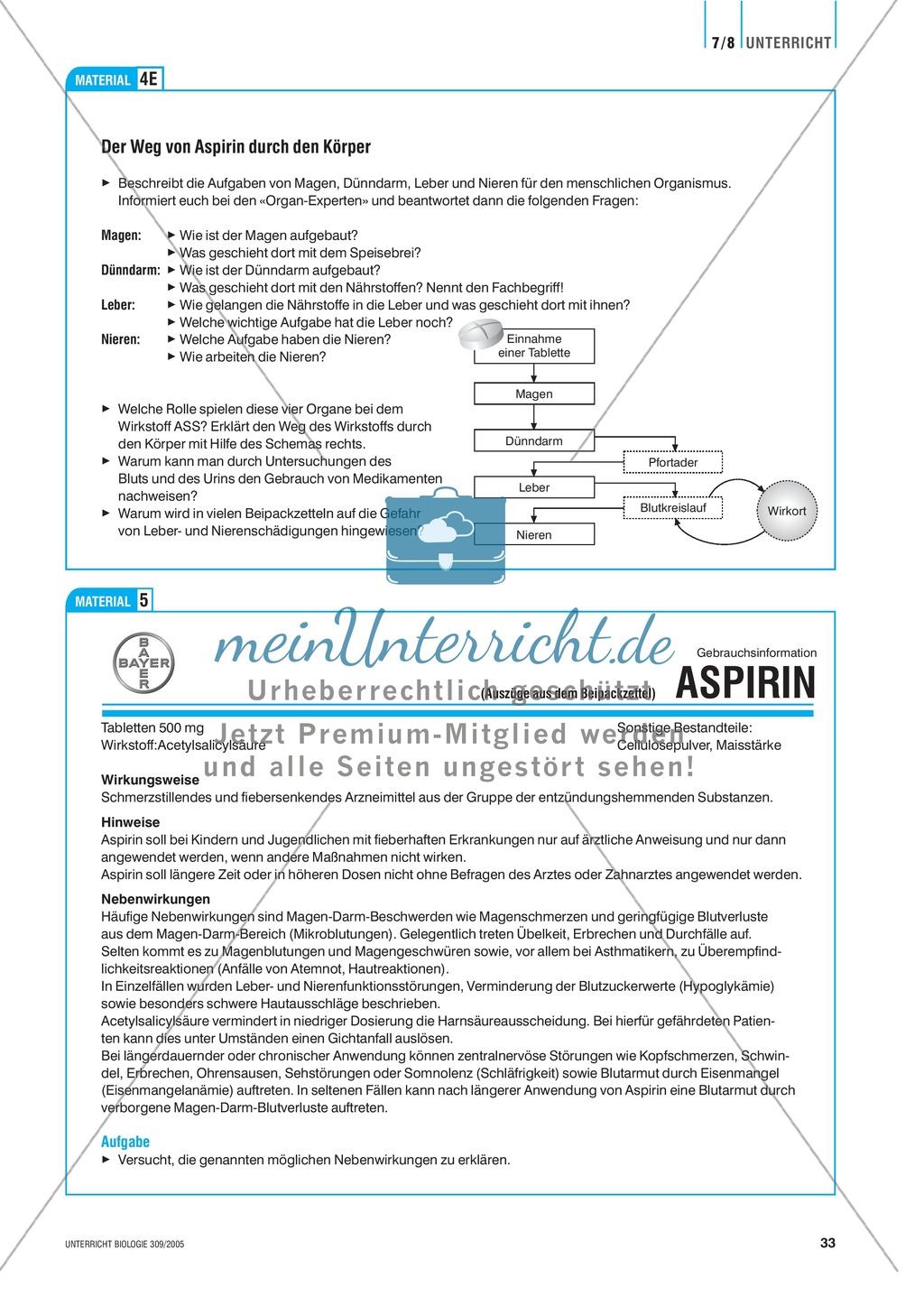 Arzneimittel: Die Wirkungsweisen und Nebenwirkungen von Aspirin. Mit didaktischen Erläuterungen. Preview 6