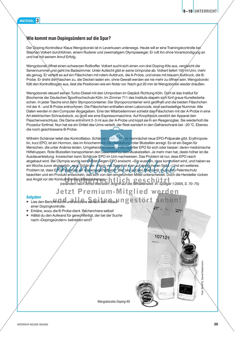 Arzneimittel: Doping im Spitzensport am Beispiel des EPO-Missbrauchs. Mit didaktischen Erläuterungen. Preview 6