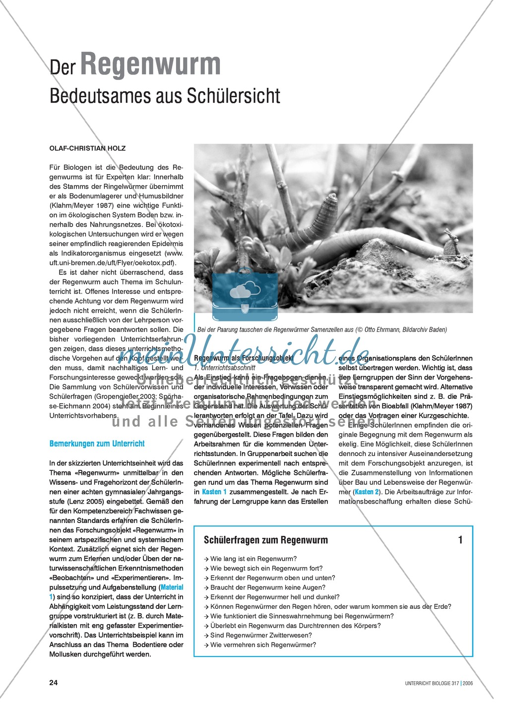 Versuche: Der Regenwurm als Forschungsobjekt Preview 1