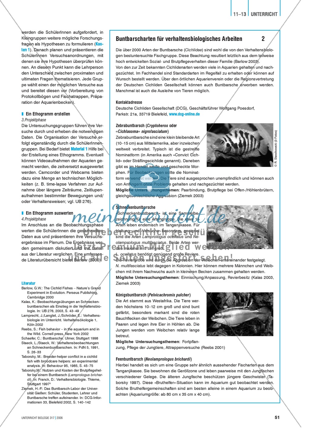 Methodische Grundlagen der Verhaltensbiologie am Beispiel von Buntbarschen Preview 2