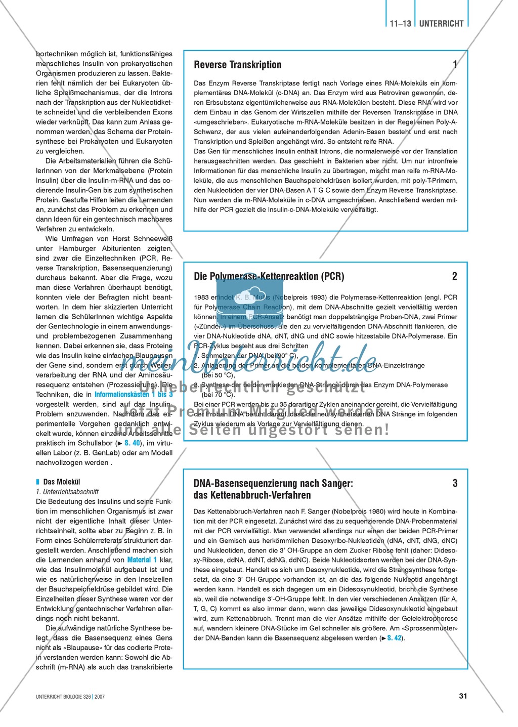 Insulin-Synthese: Vom Protein zum Gen zum Protein Preview 2