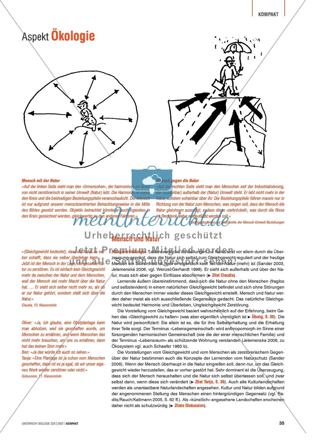 Alltagsvorstellungen zur Ökologie - Mensch und Natur: Info-Text und Aufgaben Preview 1
