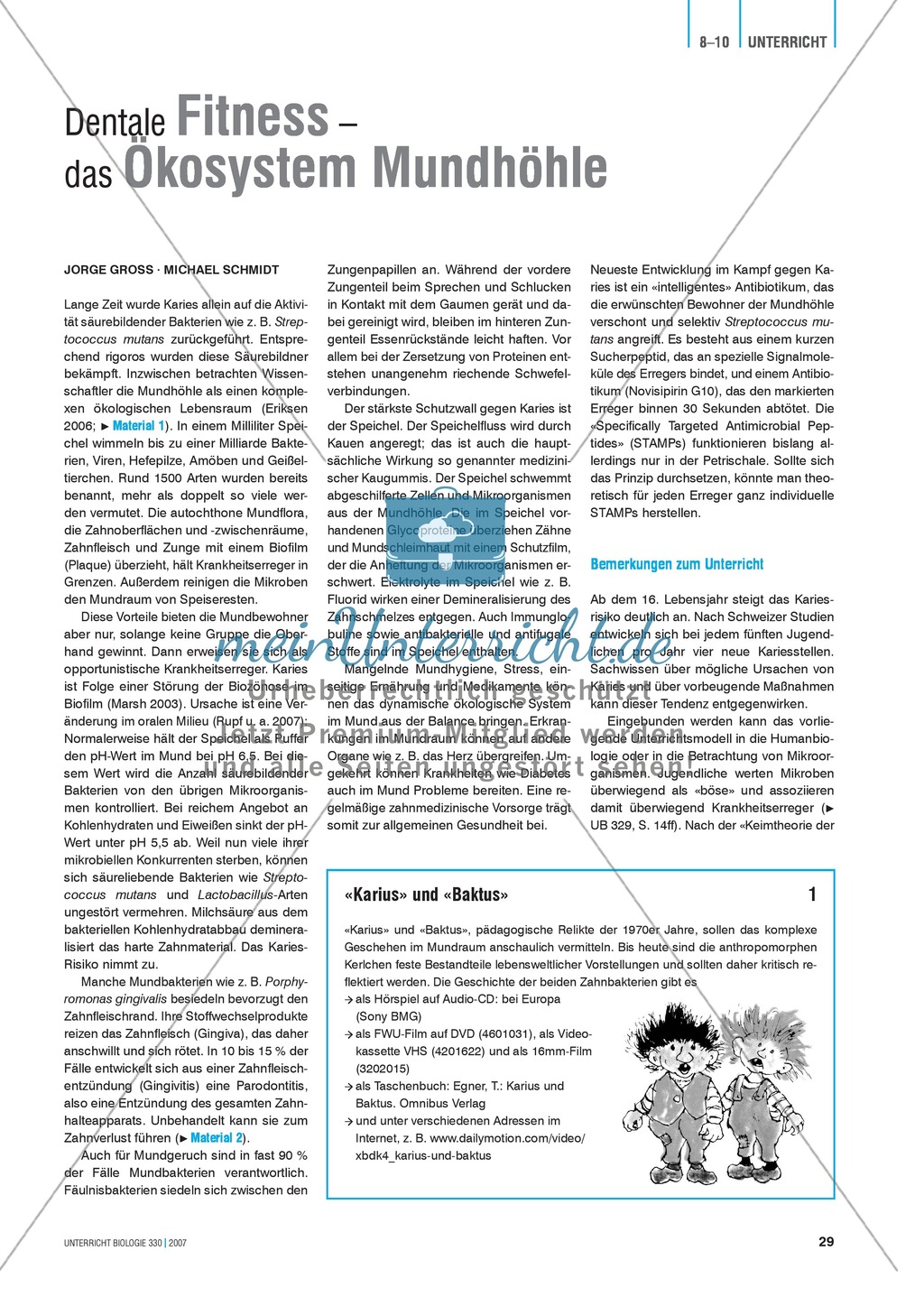 Gesundheit: Dentale Fitness - das Ökosystem Mundhöhle - Info-Text und Aufgaben Preview 1