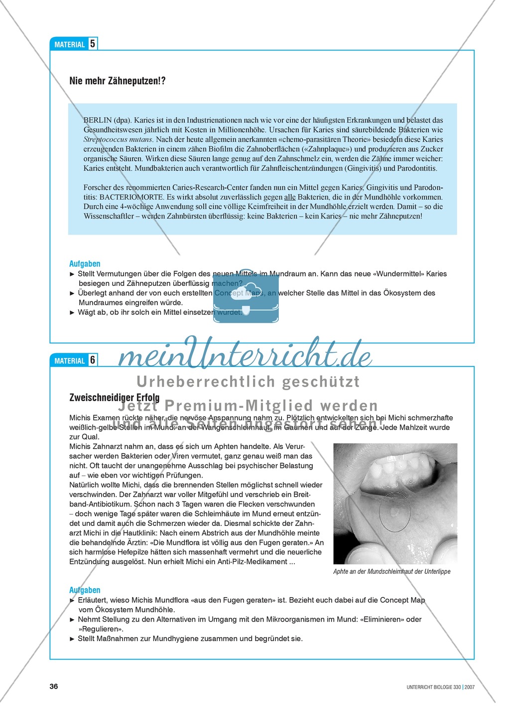 Gesundheit: Dentale Fitness - das Ökosystem Mundhöhle - Info-Text und Aufgaben Preview 8