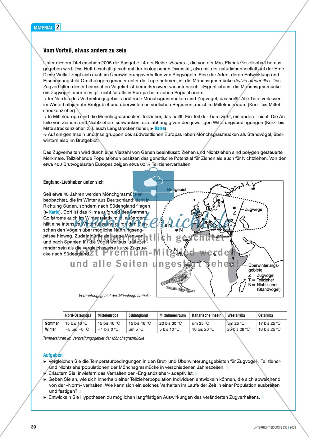 Klimawandel und Vogelzug: Der Einfluss von Klimaveränderungen auf das Verhalten von Vögeln - Info-Text und Aufgaben Preview 5