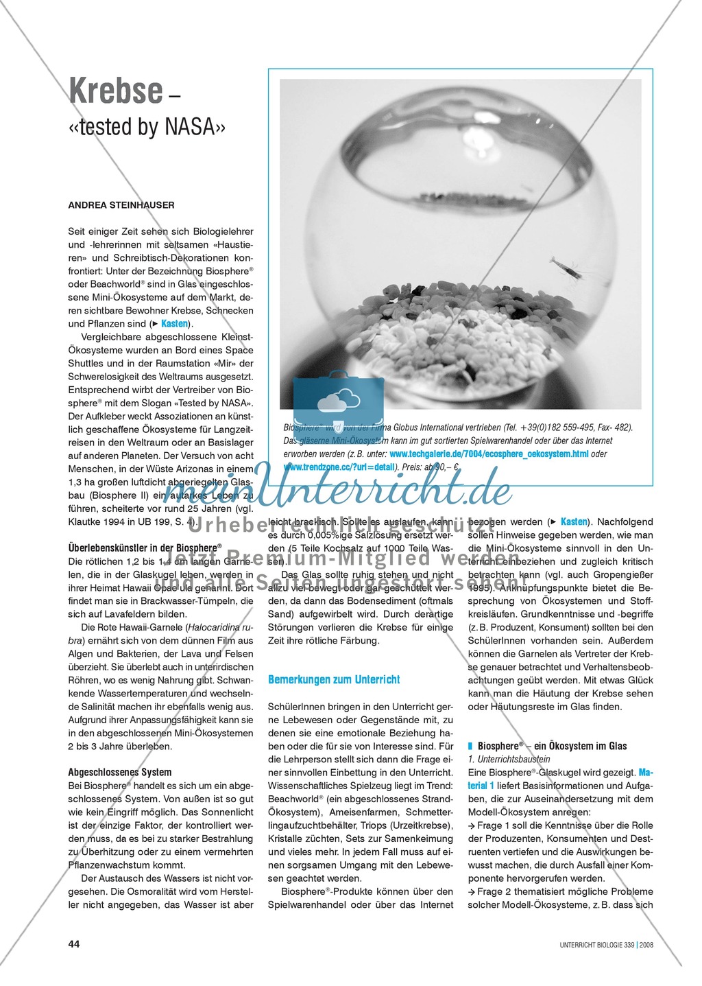 Krebse: Biosphere/Beachworld - Mini-Ökosysteme im Glas Preview 1