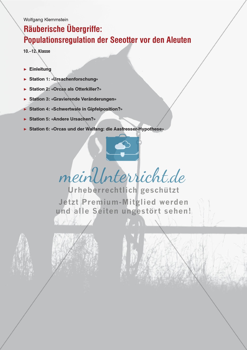 Tier und Mensch: Räuberische Übergriffe - Populationsregulation der Seeotter vor den Aleuten Preview 1