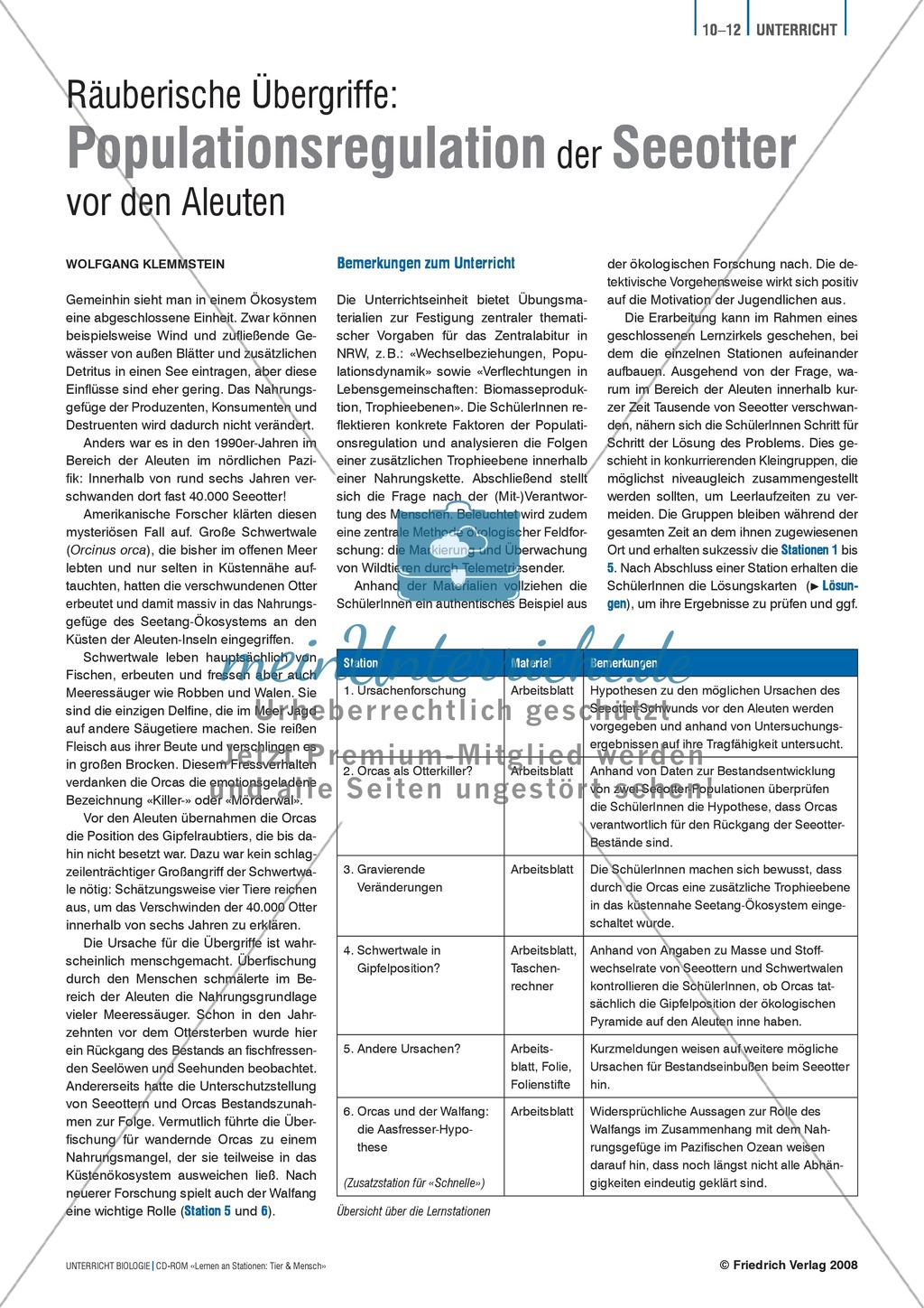 Tier und Mensch: Räuberische Übergriffe - Populationsregulation der Seeotter vor den Aleuten Preview 3