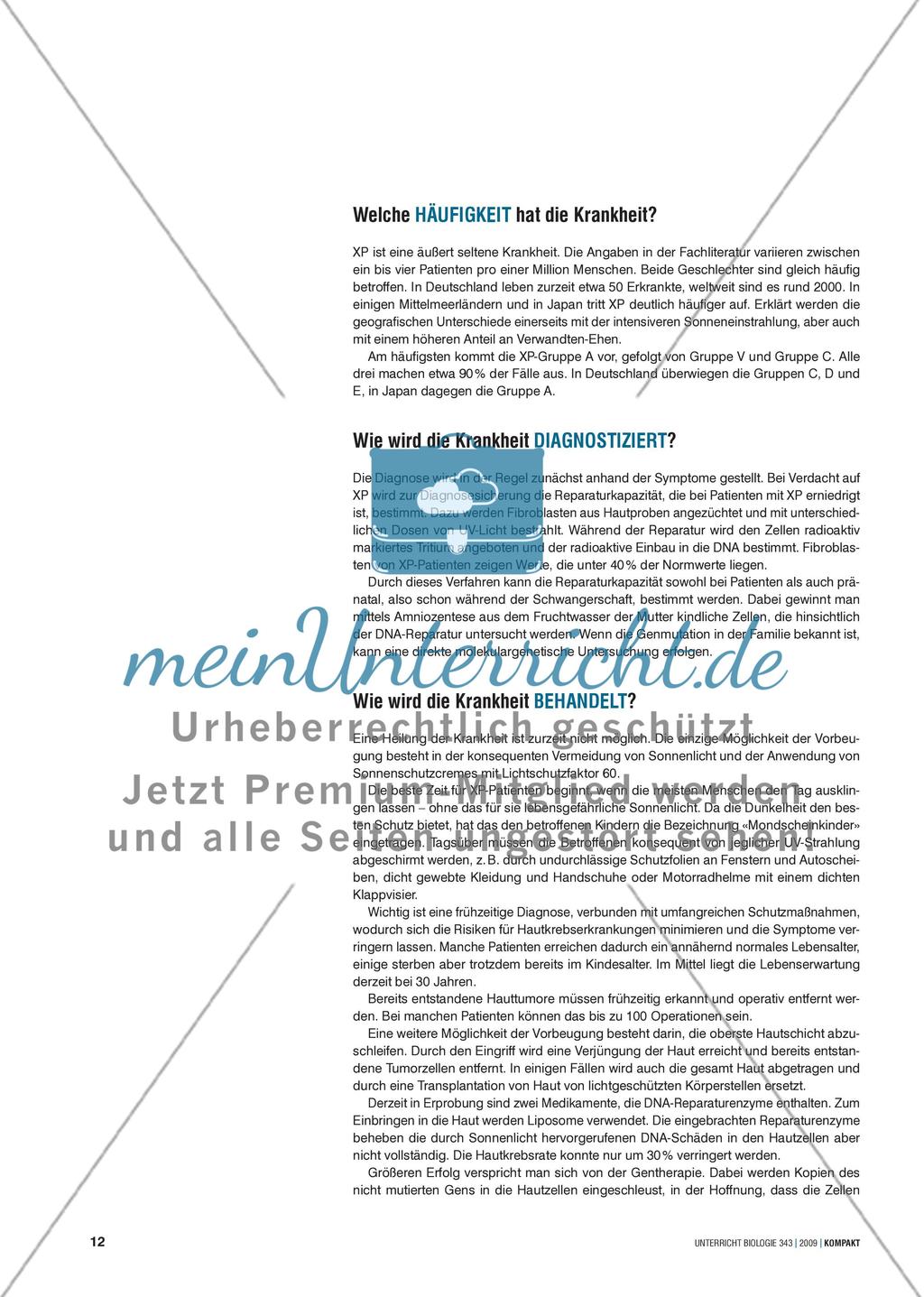 Genetik: Untersuchung der erblich bedingten Krankheit Xeroderma pigmentosum (