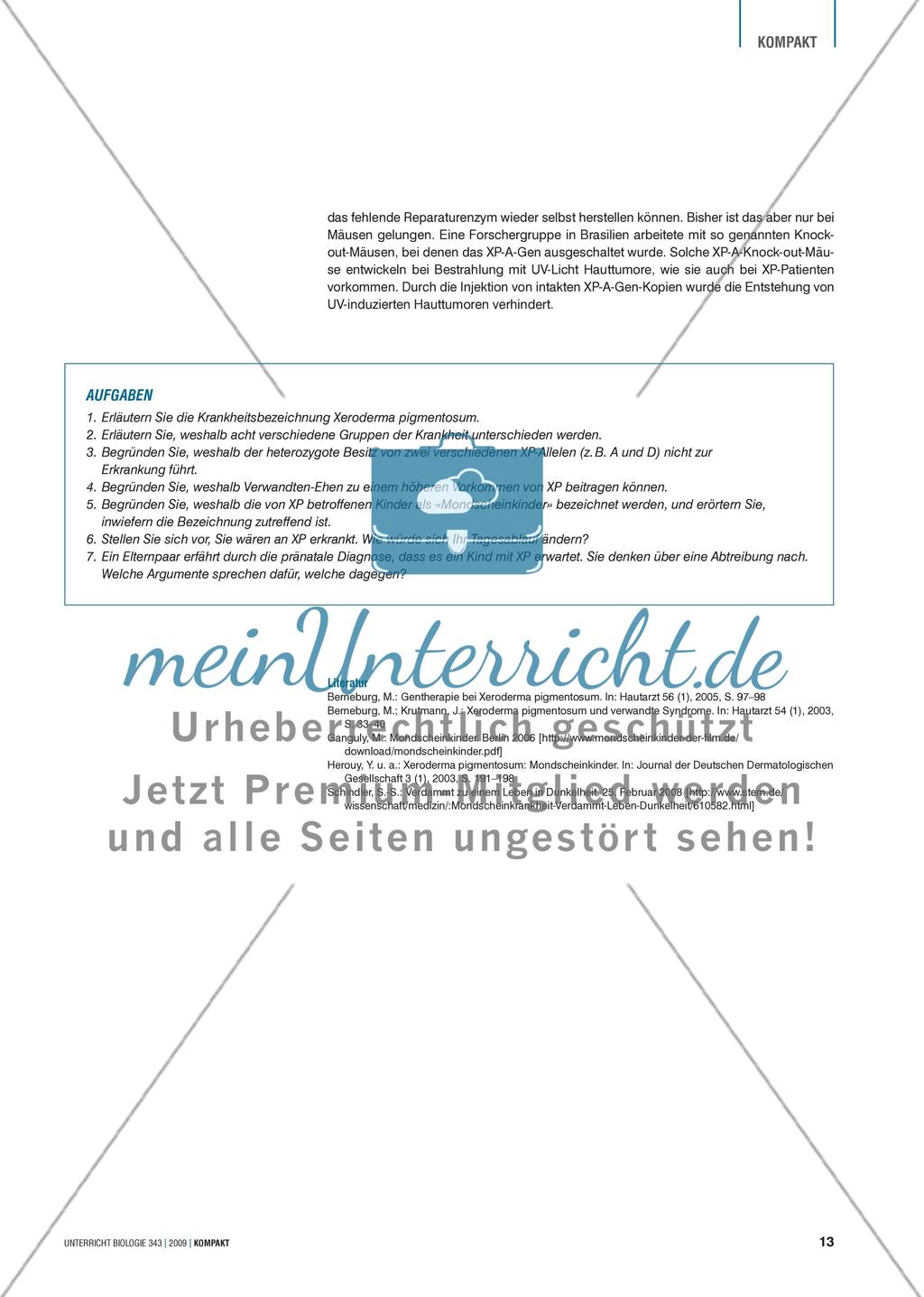 Genetik: Untersuchung der erblich bedingten Krankheit Xeroderma pigmentosum (