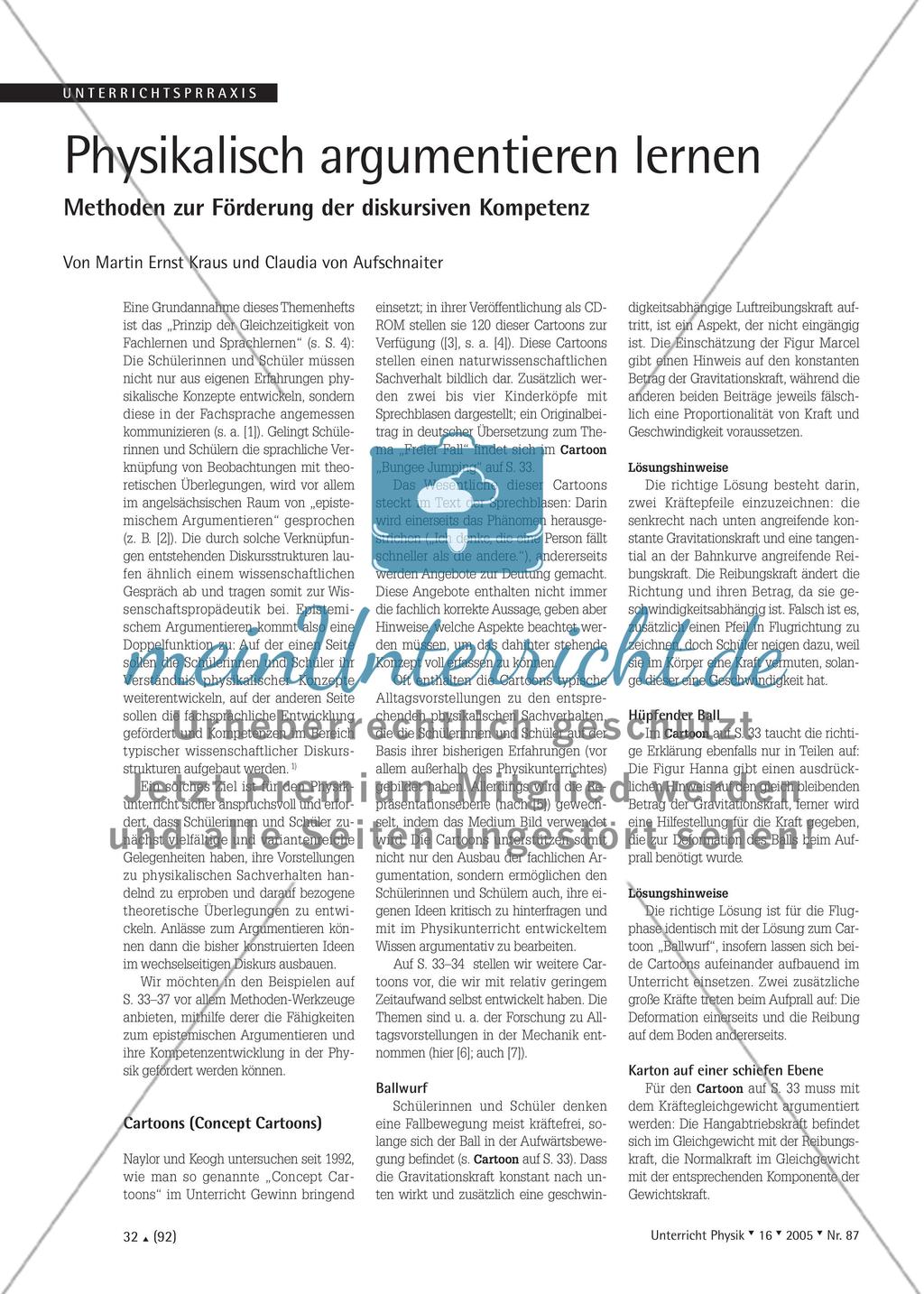 Physikalisch argumentieren lernen - Methoden zur Förderung der diskursiven Kompetenz Preview 1